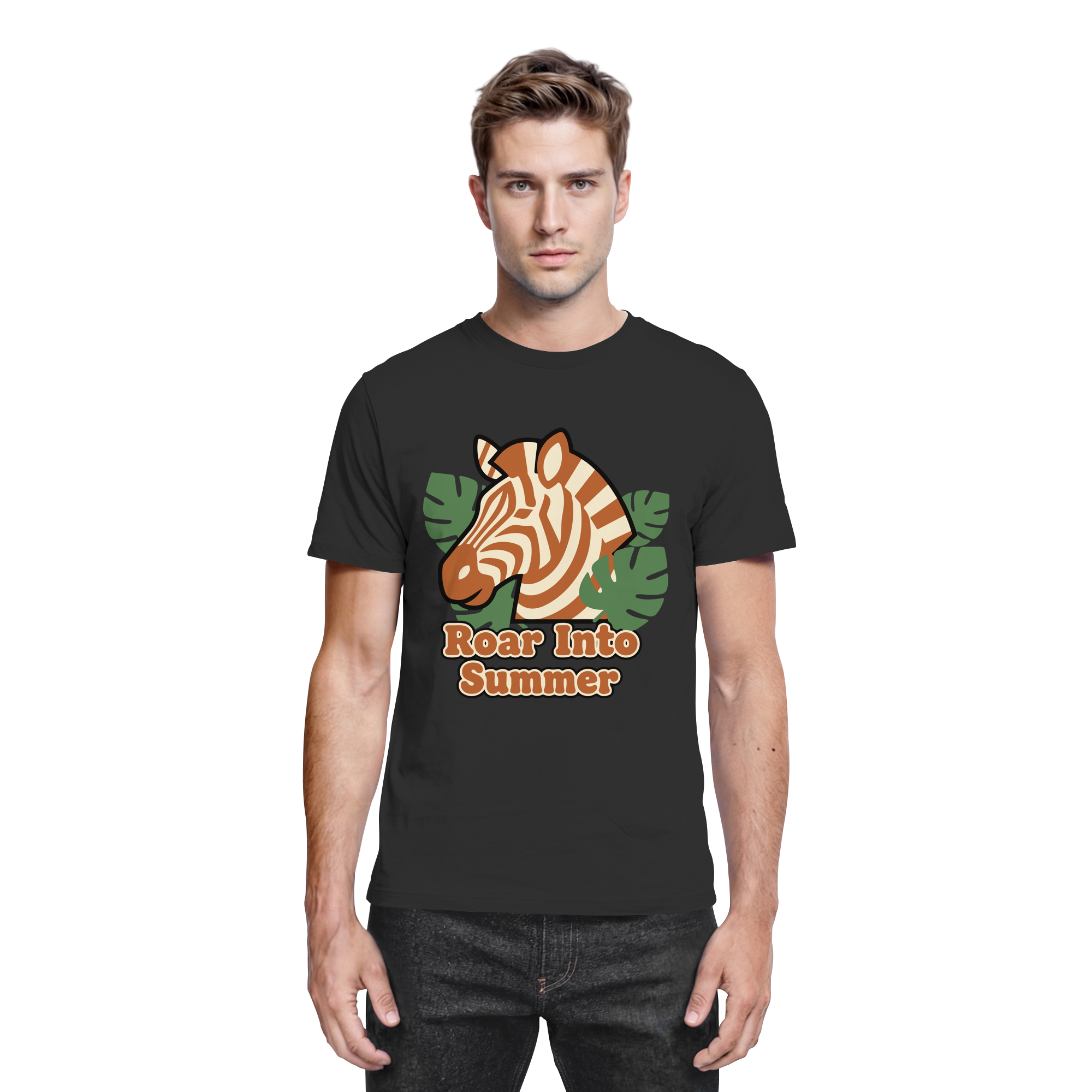 Roar Into Summer Zebra – Tropisches Streifentier - Premium Shirt