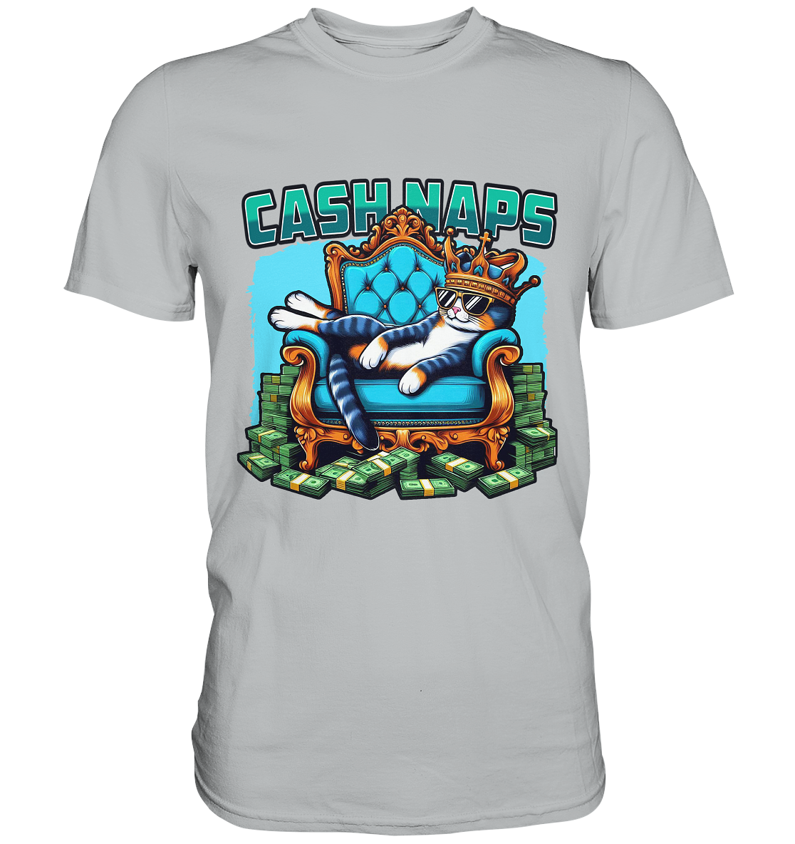 Cash Naps – Königliche Katze auf Geldthron - Premium ShirtFaunaFeels Onlineshopönigliche Katze auf Geldthron - Premium Shirt