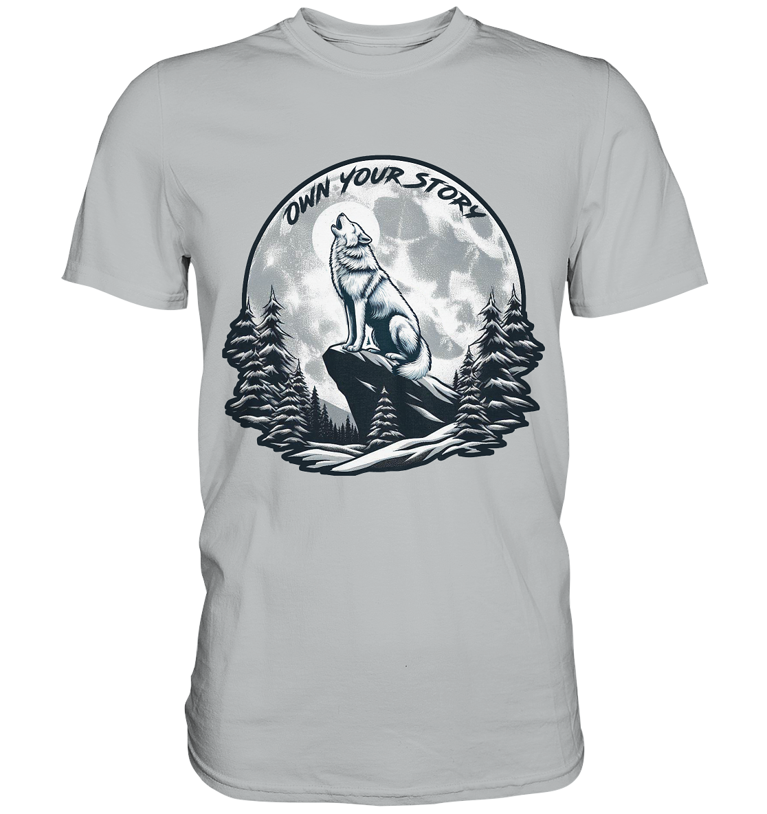 Own Your Story – Heulender Wolf bei Vollmond - Premium ShirtFaunaFeels Onlineshopstory – heulender wolf bei vollmond - premium shirt