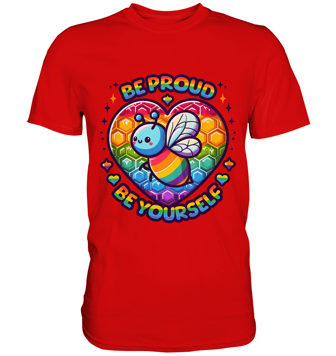Be Proud, Be Yourself – Süße Regenbogen-Biene - Premium Shirt
