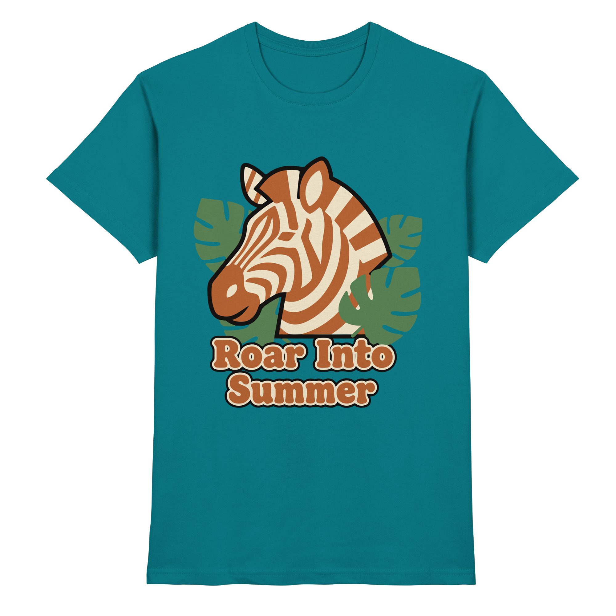 Roar Into Summer Zebra – Tropisches Streifentier - Premium Shirt