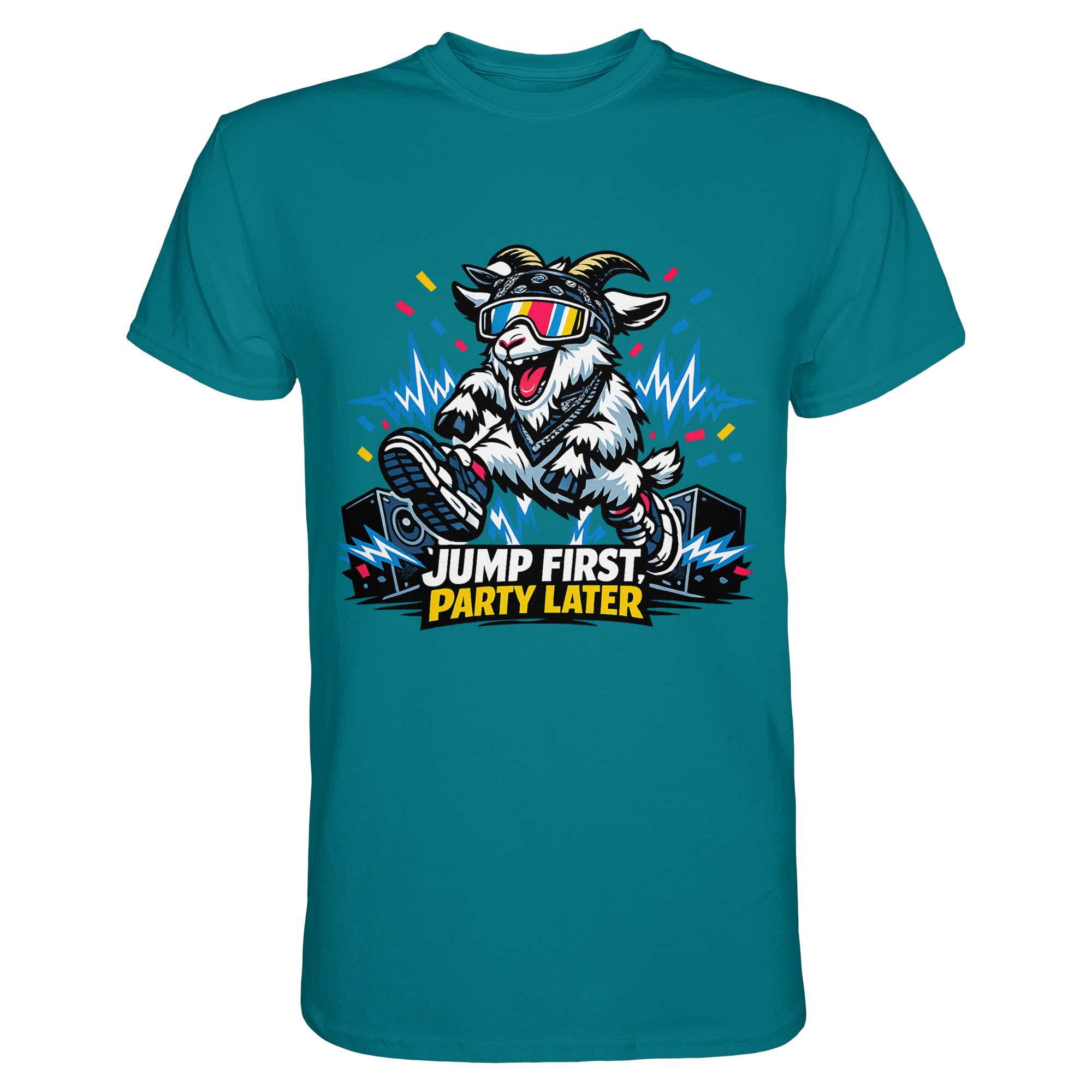 Jump First Party Later Ziege – Festival Goat - Premium Shirt