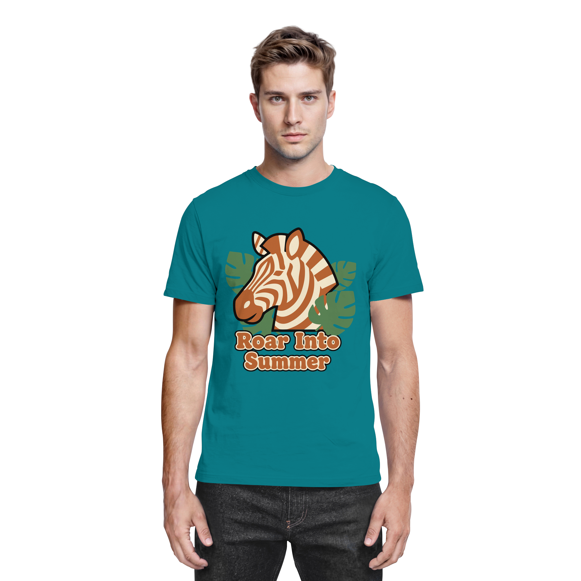 Roar Into Summer Zebra – Tropisches Streifentier - Premium Shirt