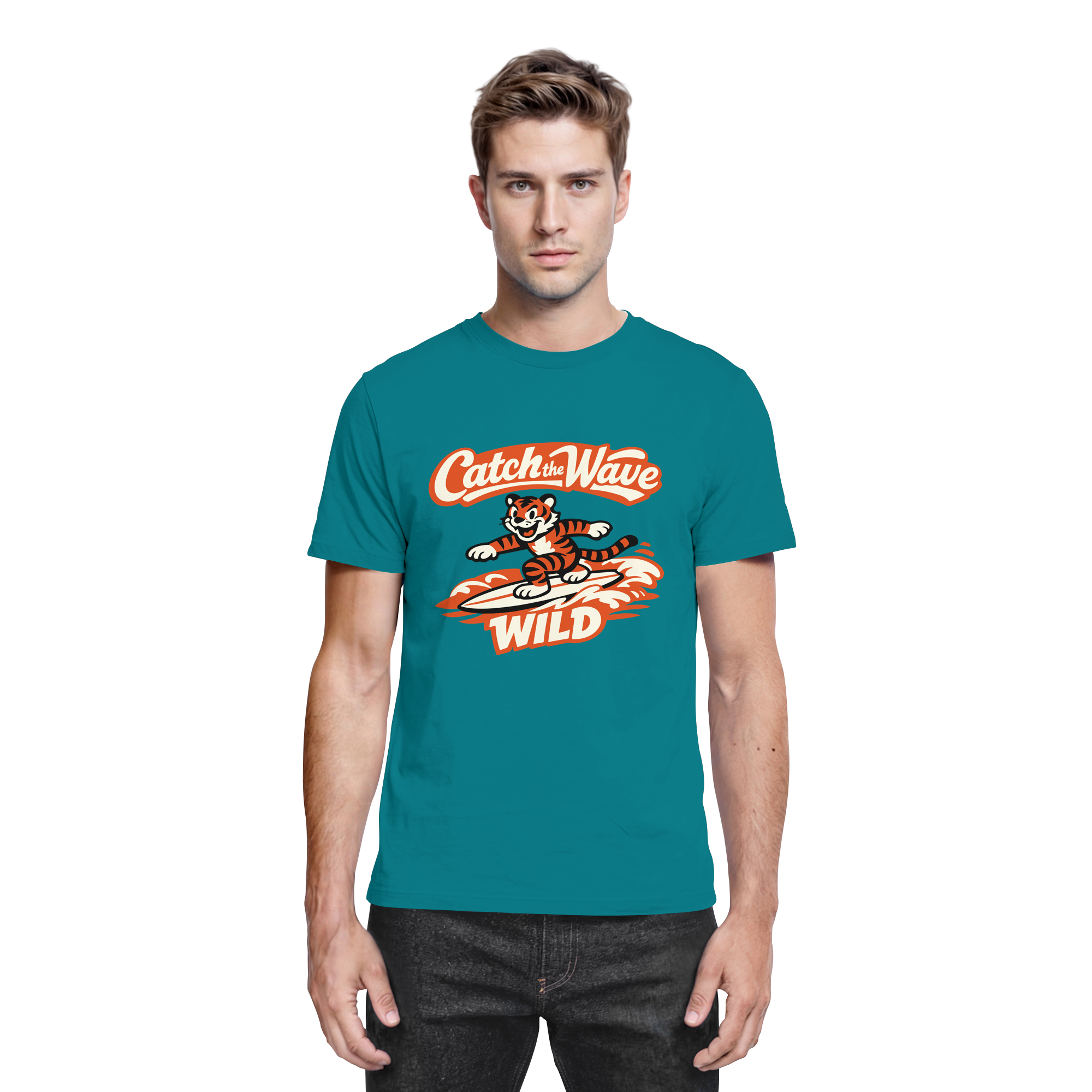 Catch the Wave Tiger – Vintage Surf Wildcat - Premium Shirt