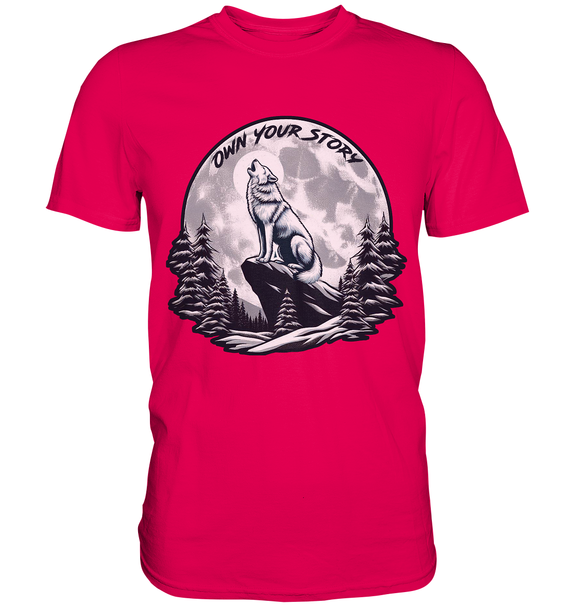 Own Your Story – Heulender Wolf bei Vollmond - Premium ShirtFaunaFeels Onlineshopstory – heulender wolf bei vollmond - premium shirt