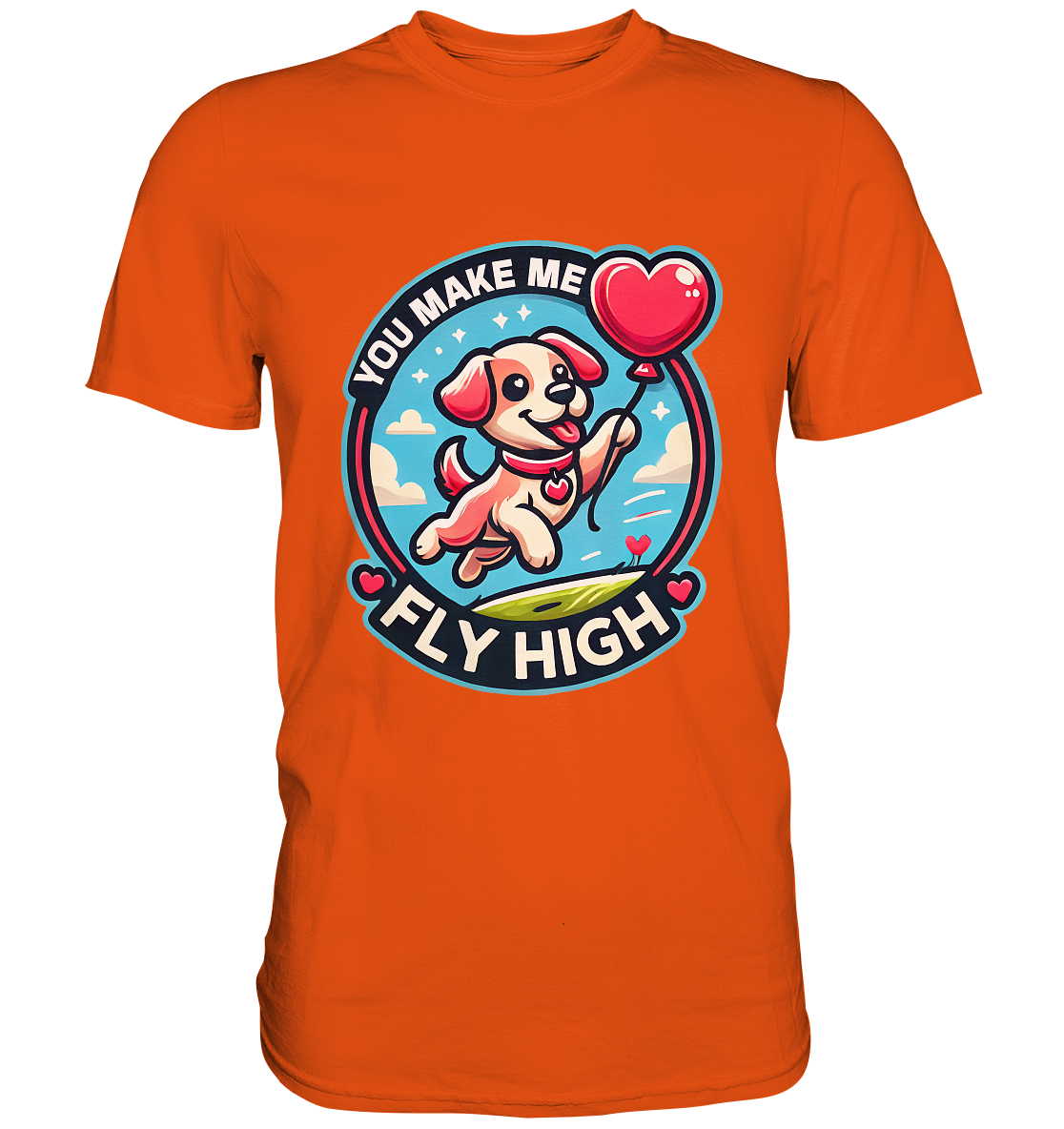 You Make Me Fly High - Verspielte Welpe mit Herzballon - Premium ShirtFaunaFeels OnlineshopFly High - Verspielte Welpe mit Herzballon - Premium Shirt