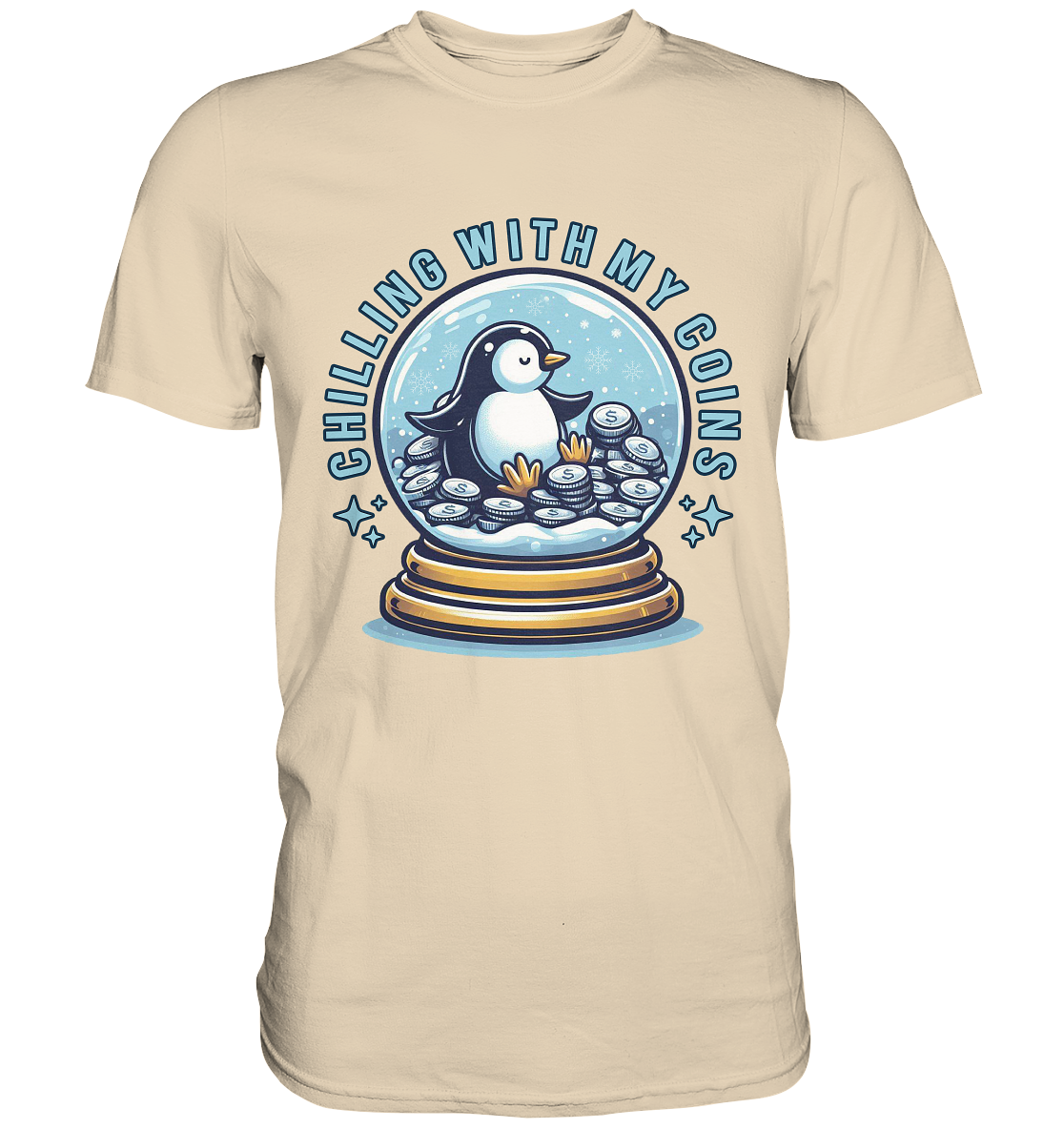 Chilling with My Coins – Entspannter Pinguin - Premium ShirtFaunaFeels OnlineshopCoins – Entspannter Pinguin - Premium Shirt