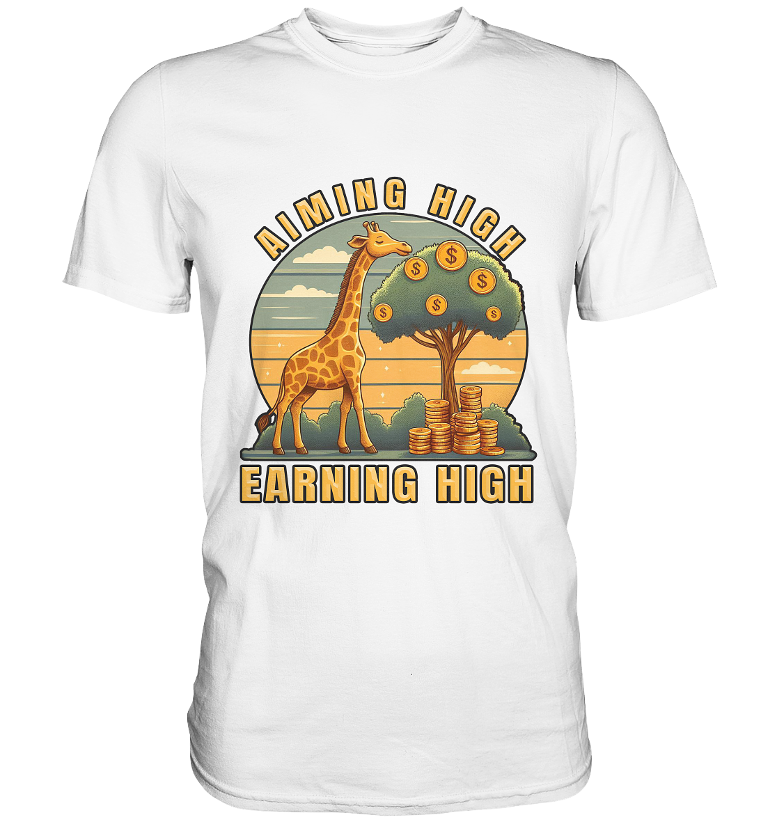 Aiming High Earning High – Giraffe und Geldbaum - Premium ShirtFaunaFeels OnlineshopAiming High Earning High – Giraffe und Geldbaum - Premium Shirt