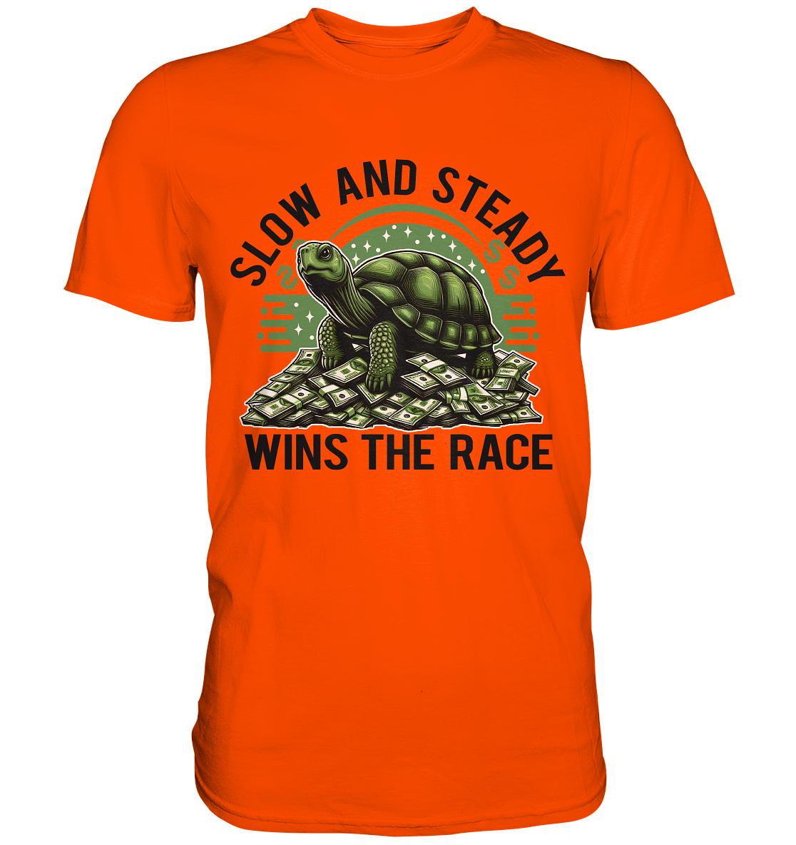 Slow and Steady Wins the Race – Schildkröte auf Geldstapel - Premium SFaunaFeels OnlineshopSteady Wins