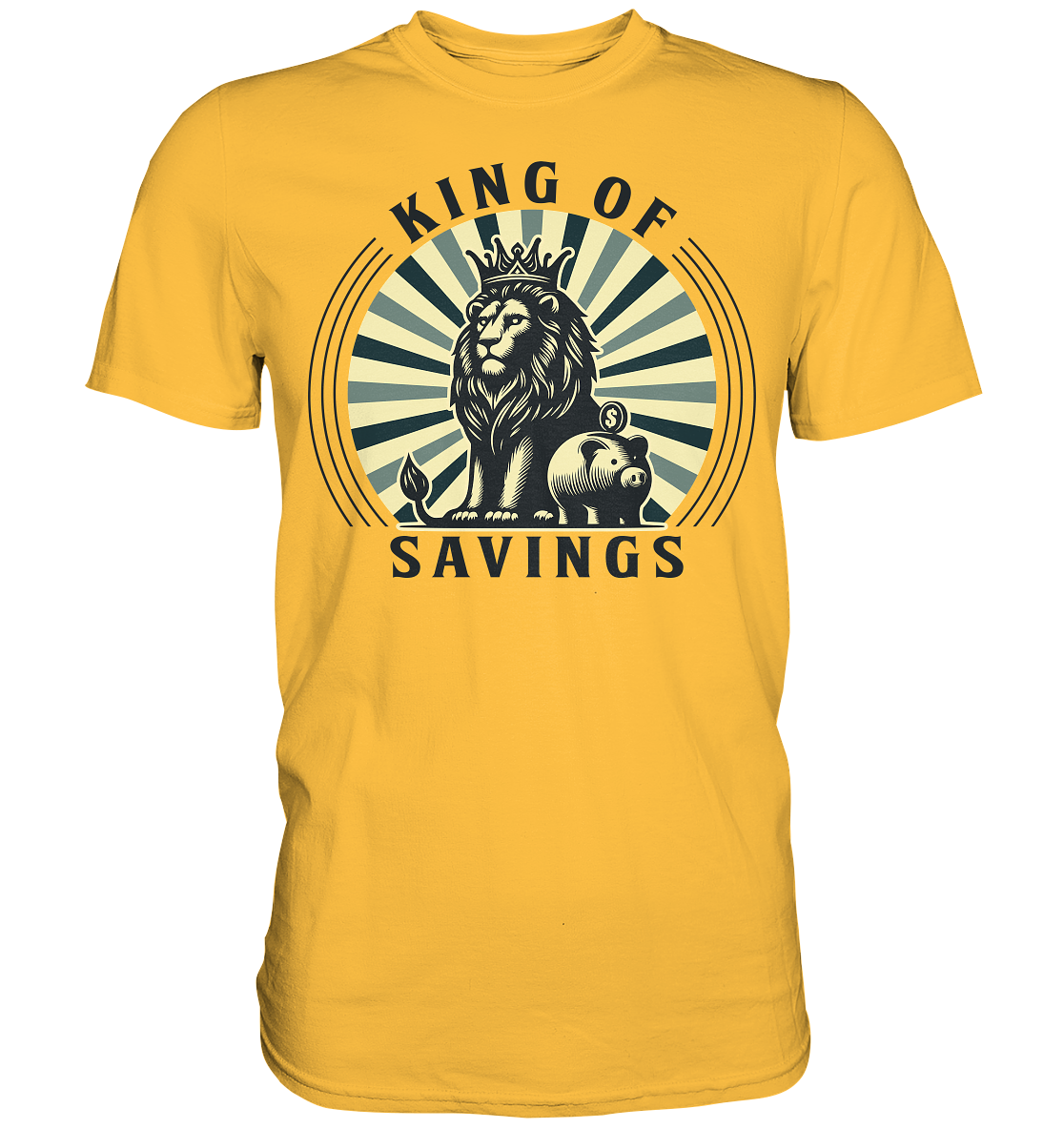 King of Savings – Löwe mit Sparschwein - Premium ShirtFaunaFeels OnlineshopKing of