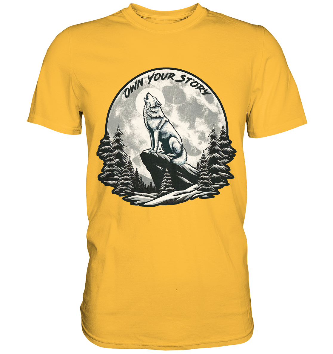 Own Your Story – Heulender Wolf bei Vollmond - Premium ShirtFaunaFeels Onlineshopstory – heulender wolf bei vollmond - premium shirt