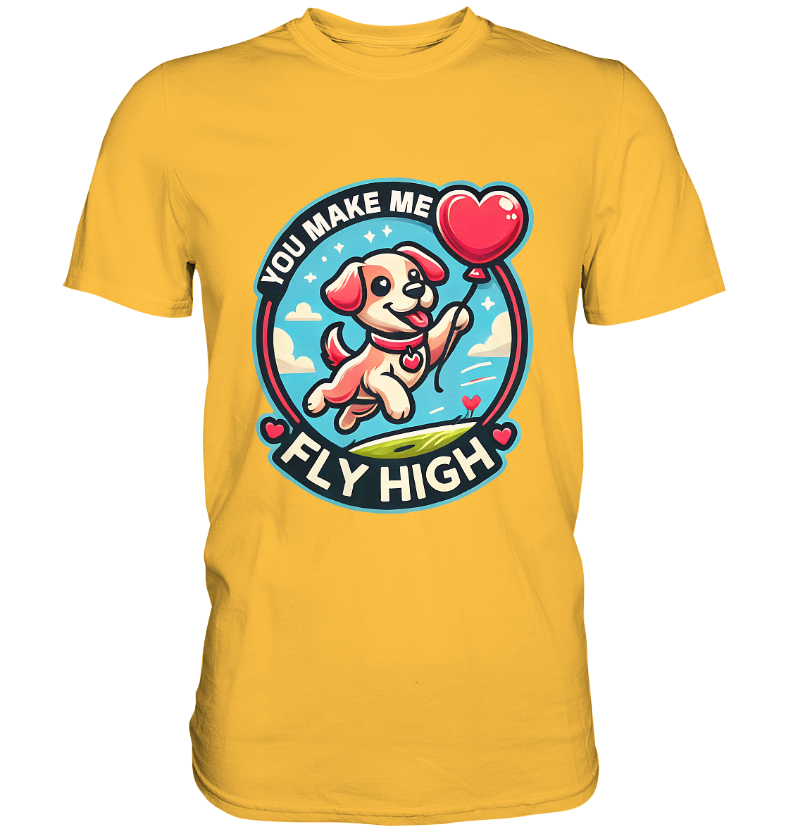 You Make Me Fly High - Verspielte Welpe mit Herzballon - Premium ShirtFaunaFeels OnlineshopFly High - Verspielte Welpe mit Herzballon - Premium Shirt