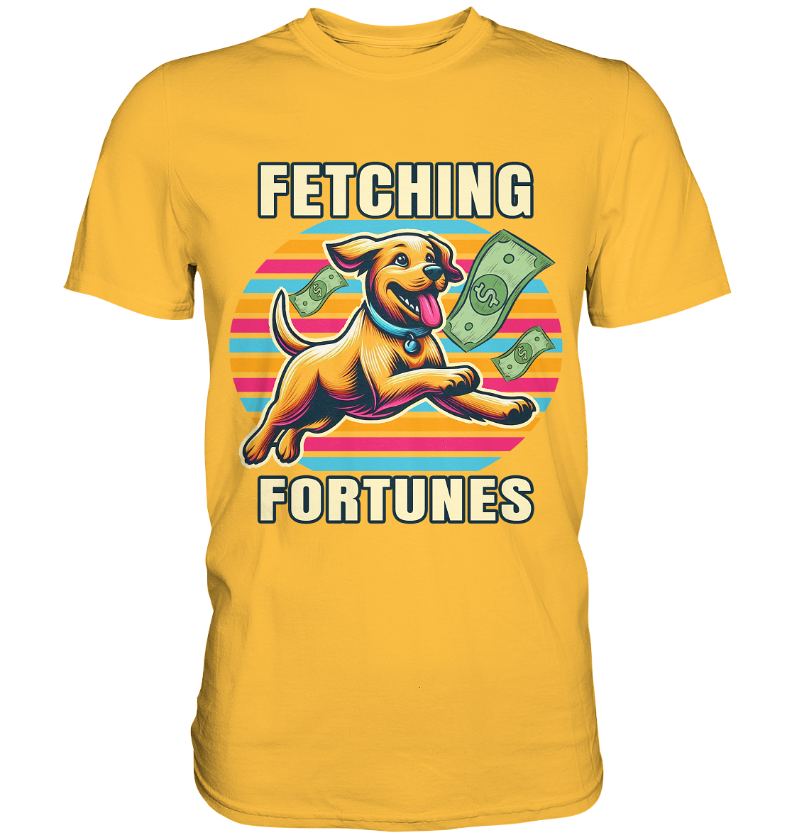Fetching Fortunes – Fröhlicher Hund jagt Geld Kopie - Premium ShirtFaunaFeels OnlineshopFetching Fortunes – Fröhlicher Hund jagt Geld Kopie - Premium Shirt