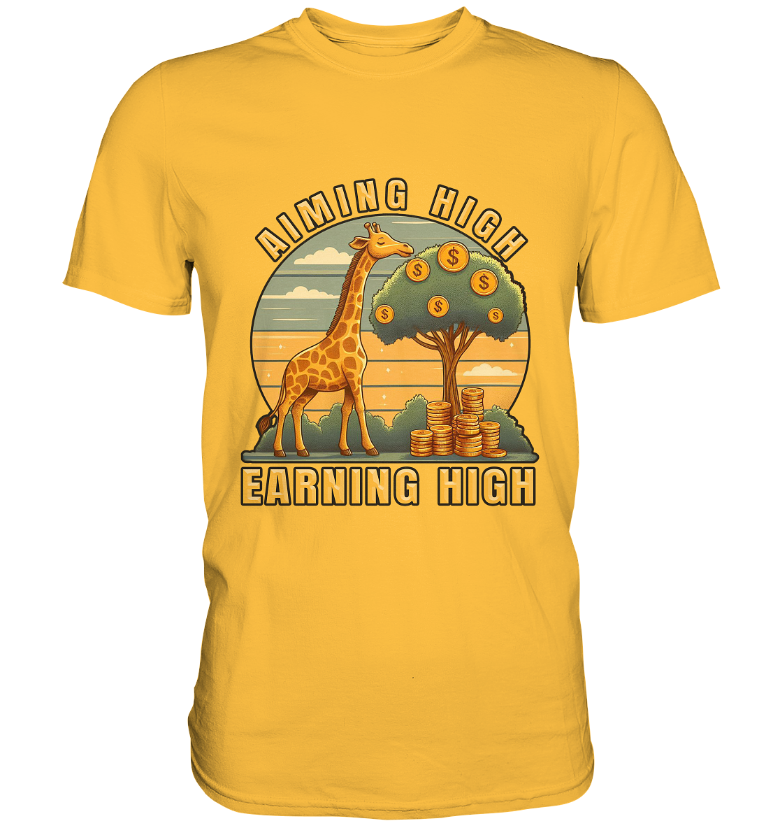 Aiming High Earning High – Giraffe und Geldbaum - Premium ShirtFaunaFeels OnlineshopAiming High Earning High – Giraffe und Geldbaum - Premium Shirt
