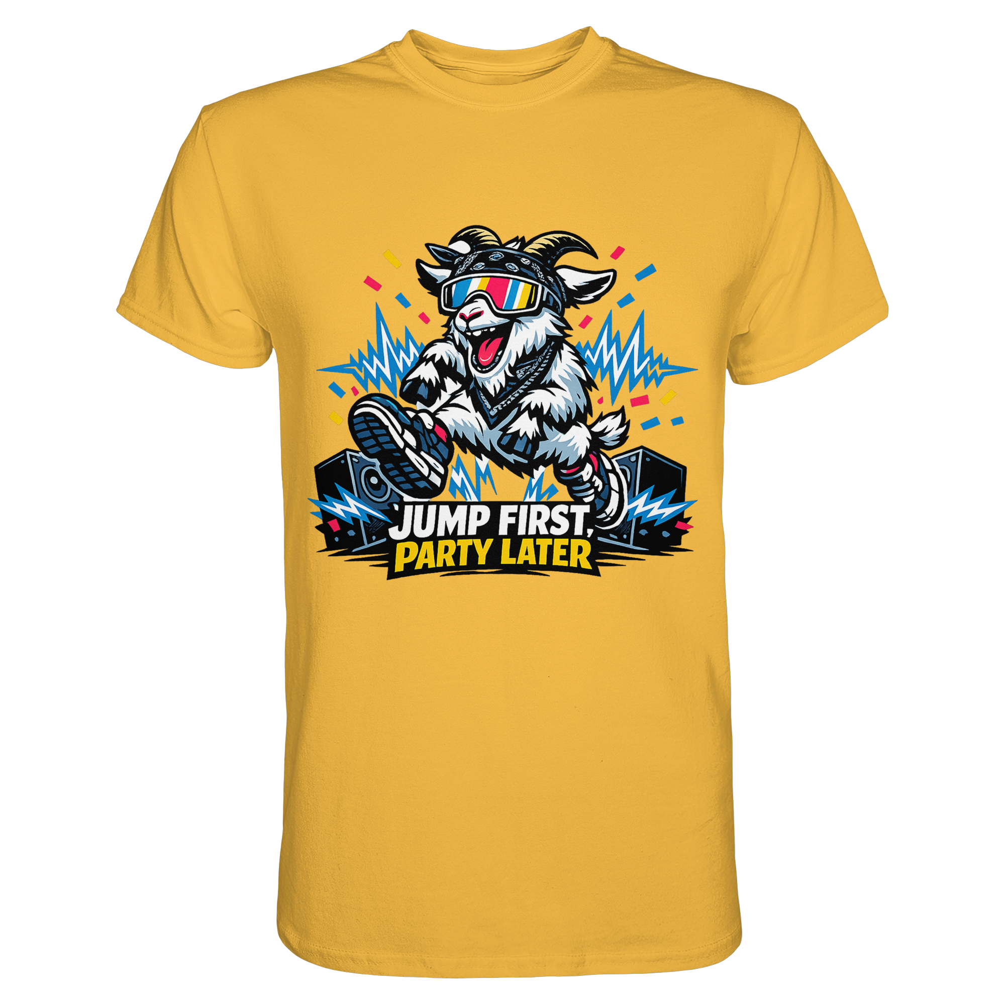 Jump First Party Later Ziege – Festival Goat - Premium Shirt