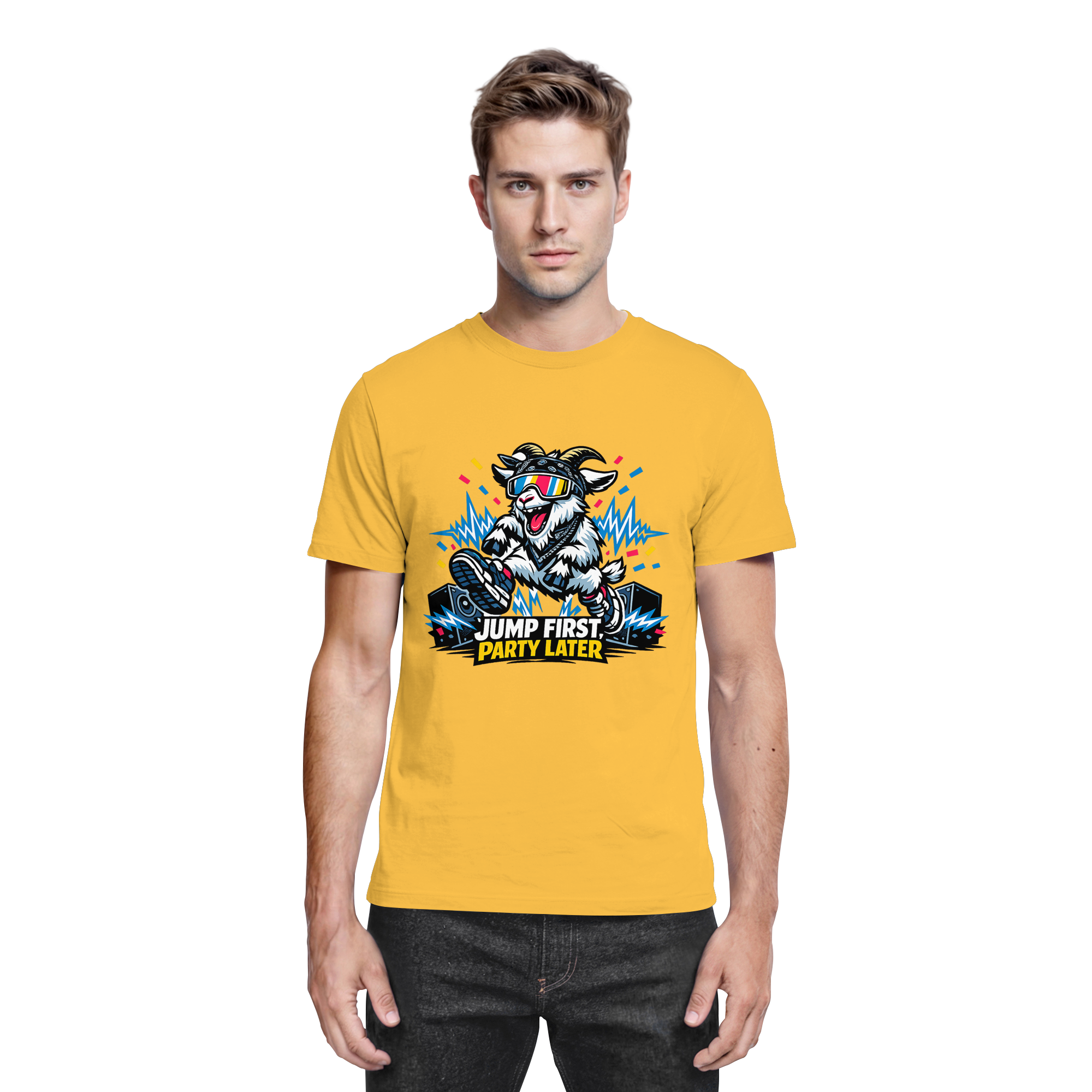 Jump First Party Later Ziege – Festival Goat - Premium Shirt