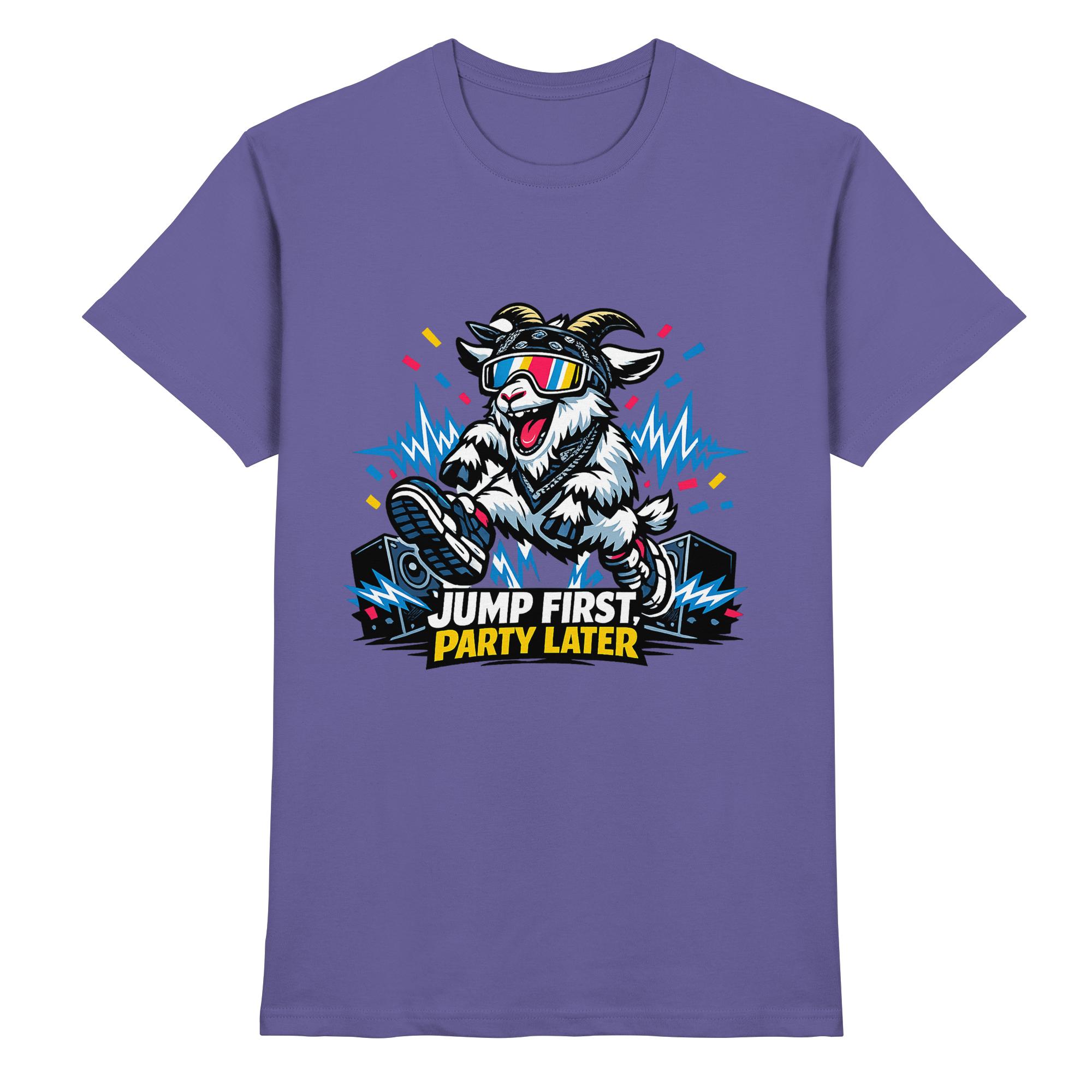 Jump First Party Later Ziege – Festival Goat - Premium Shirt
