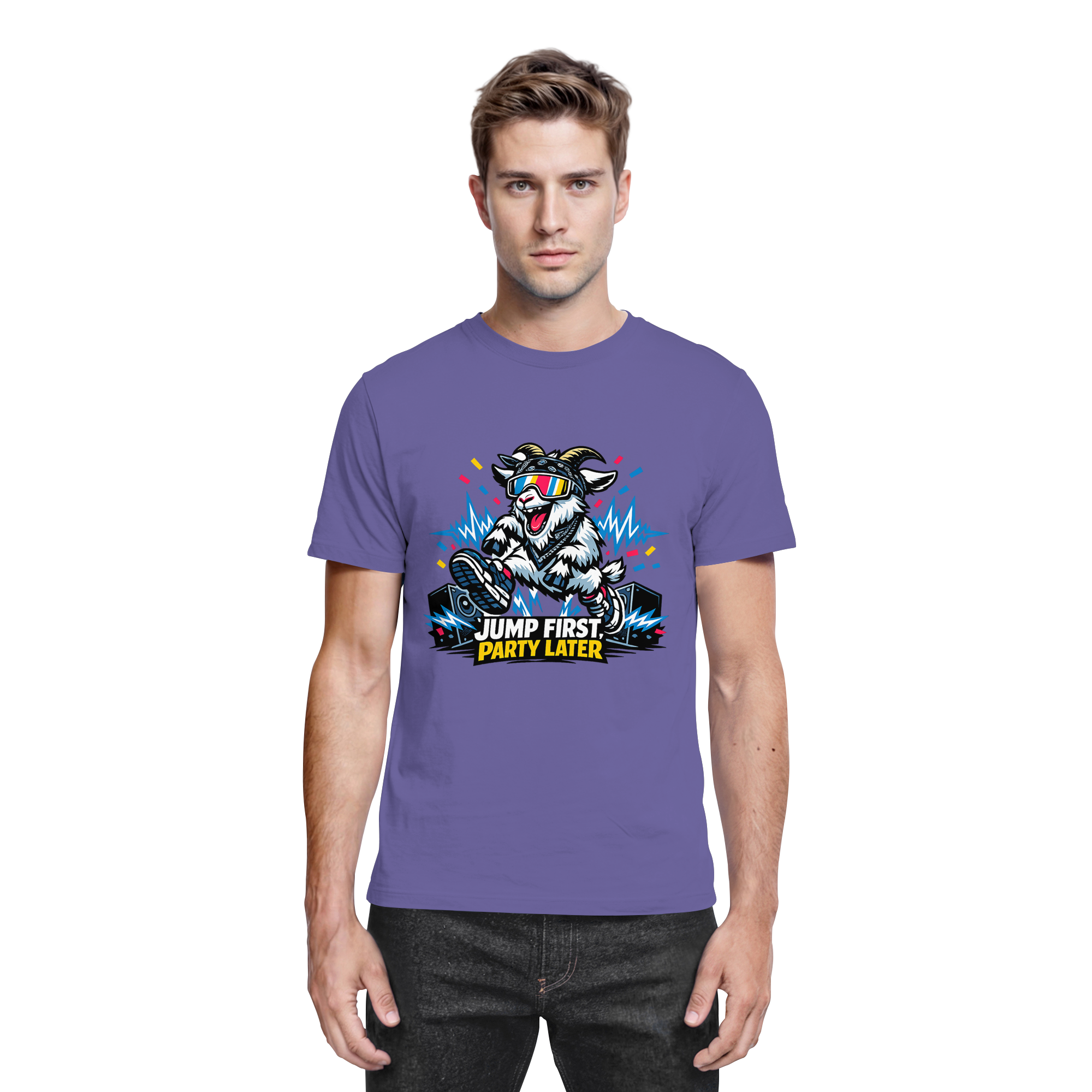 Jump First Party Later Ziege – Festival Goat - Premium Shirt
