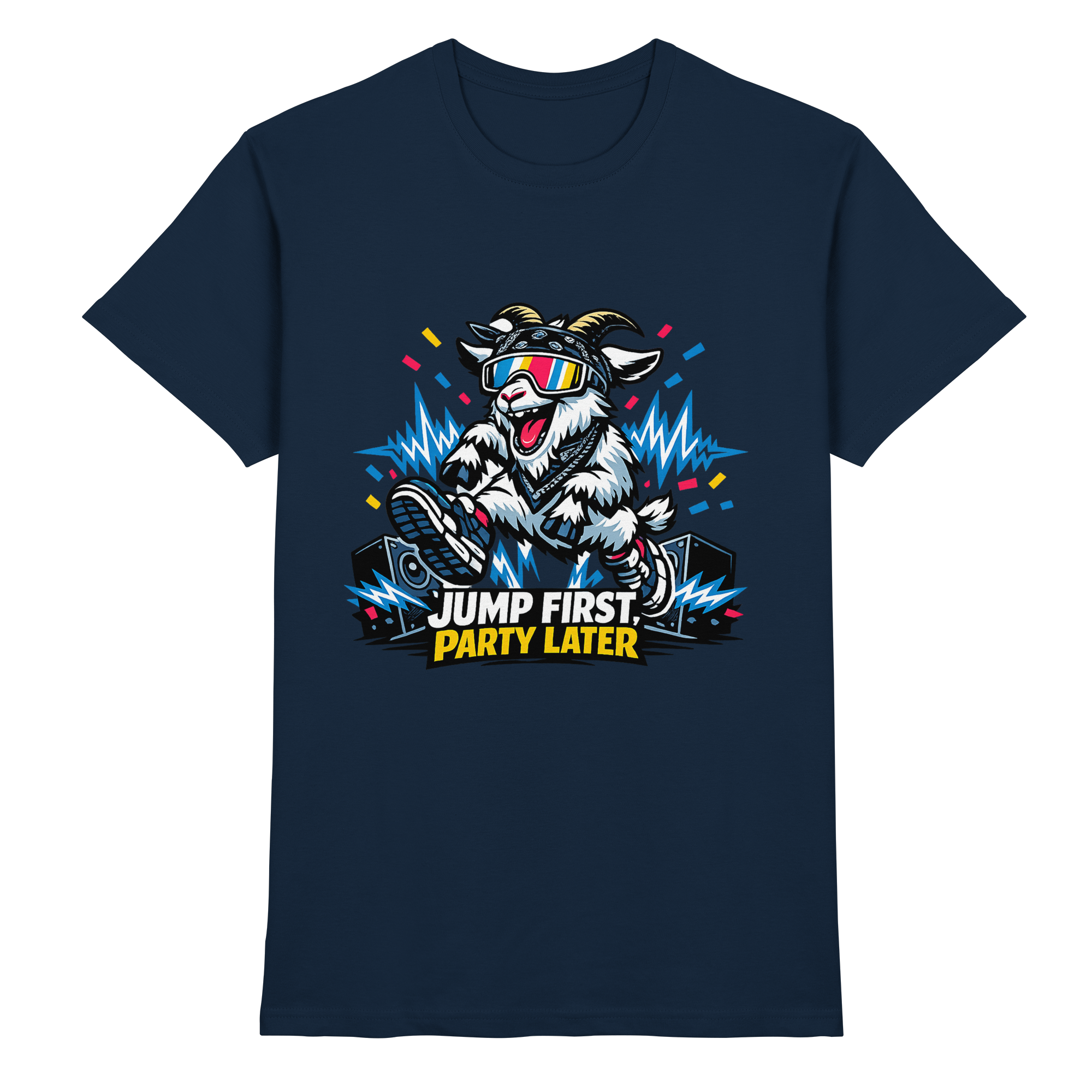 Jump First Party Later Ziege – Festival Goat - Premium Shirt