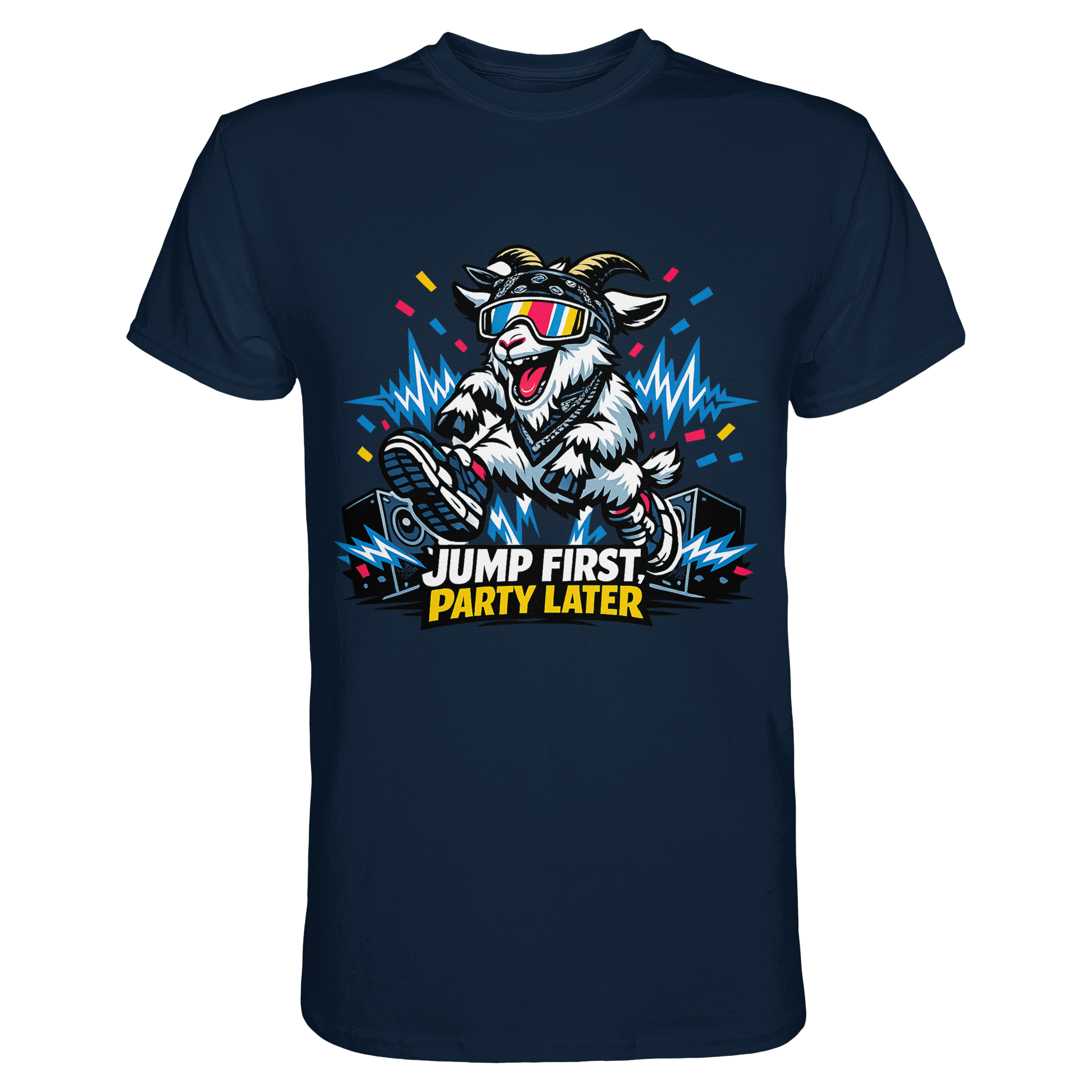 Jump First Party Later Ziege – Festival Goat - Premium Shirt