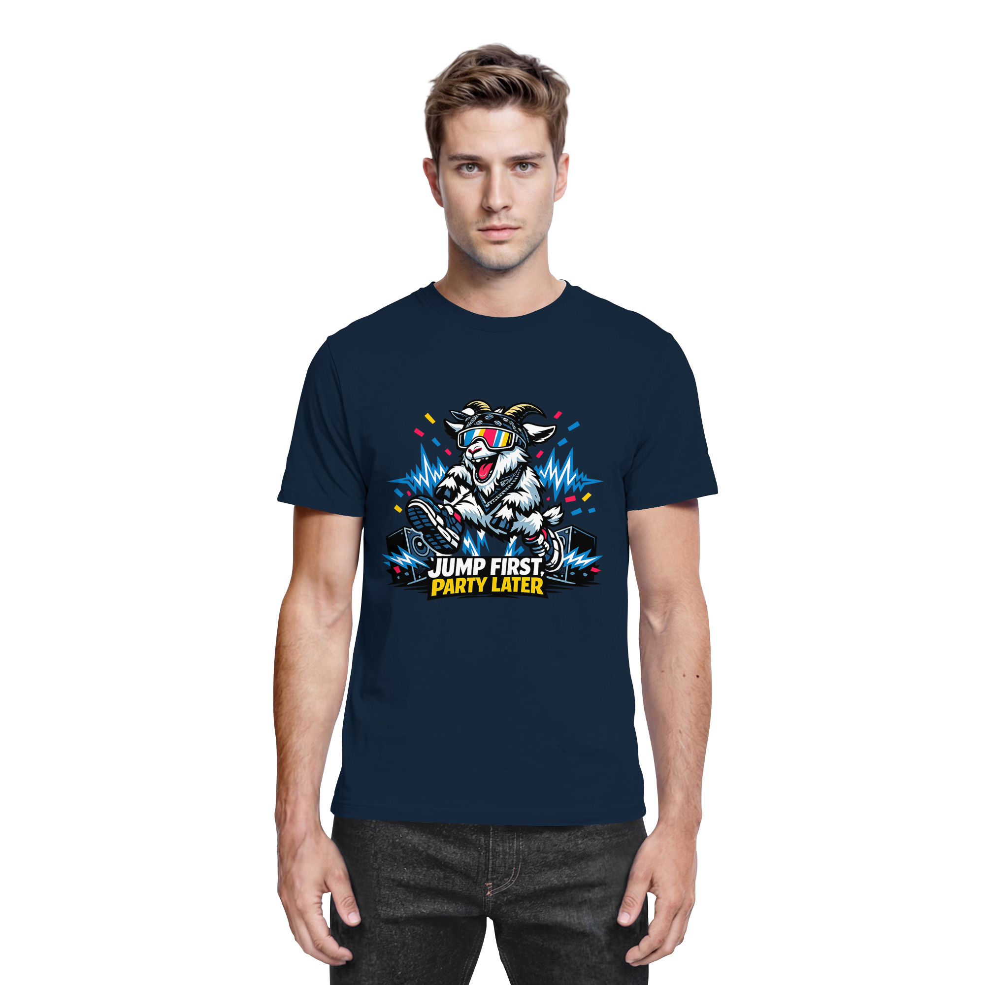 Jump First Party Later Ziege – Festival Goat - Premium Shirt