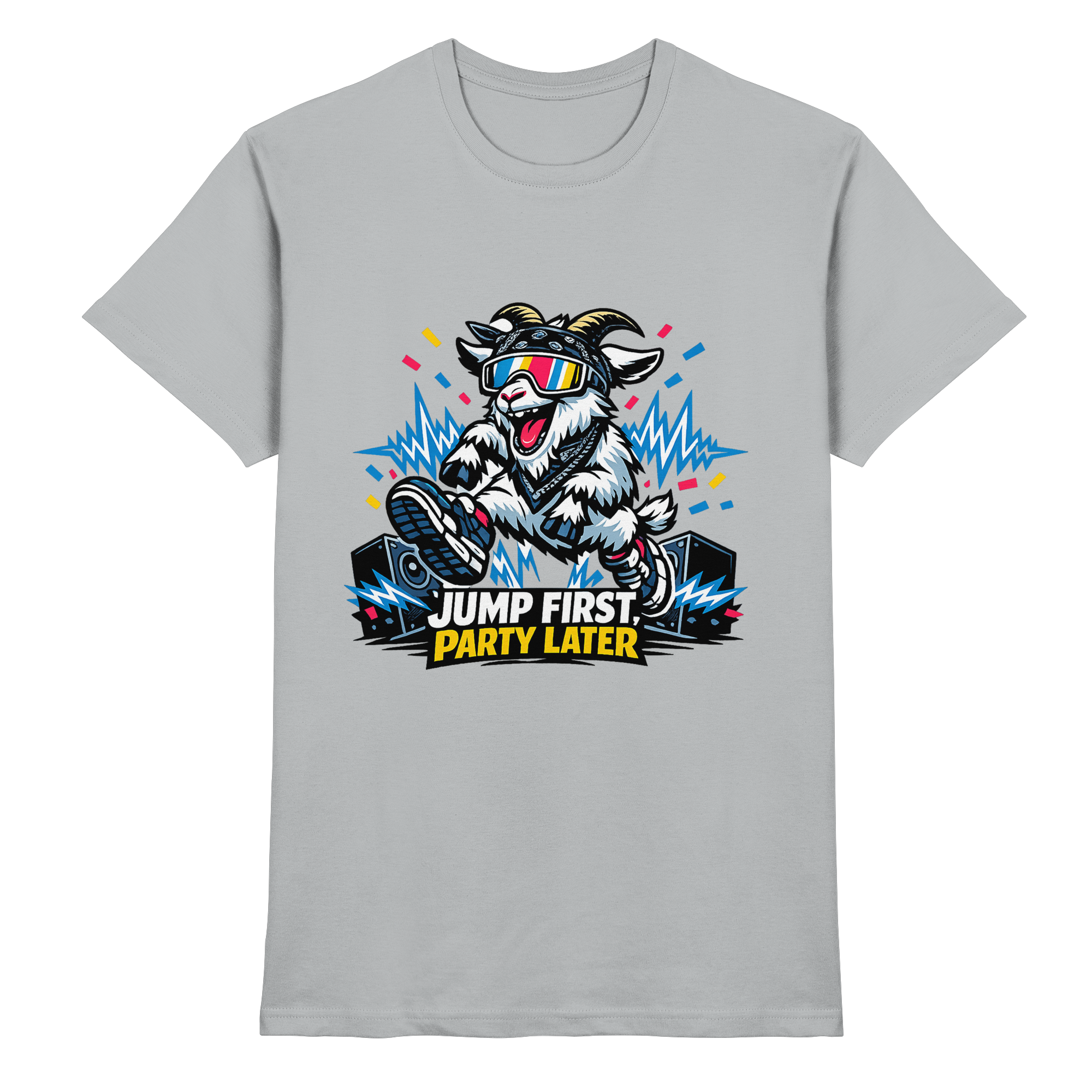 Jump First Party Later Ziege – Festival Goat - Premium Shirt