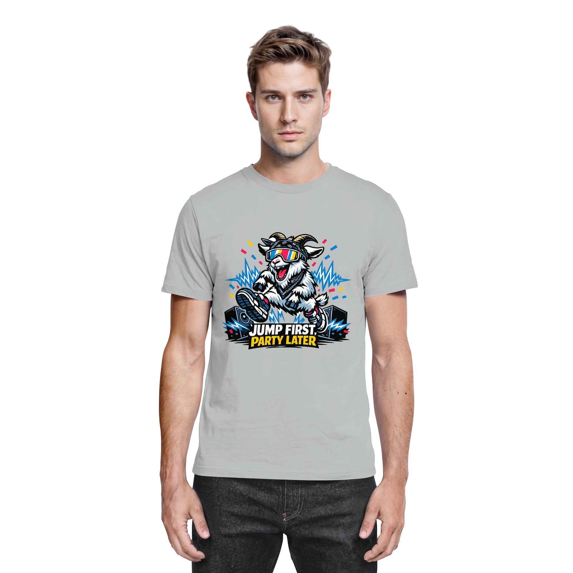 Jump First Party Later Ziege – Festival Goat - Premium Shirt
