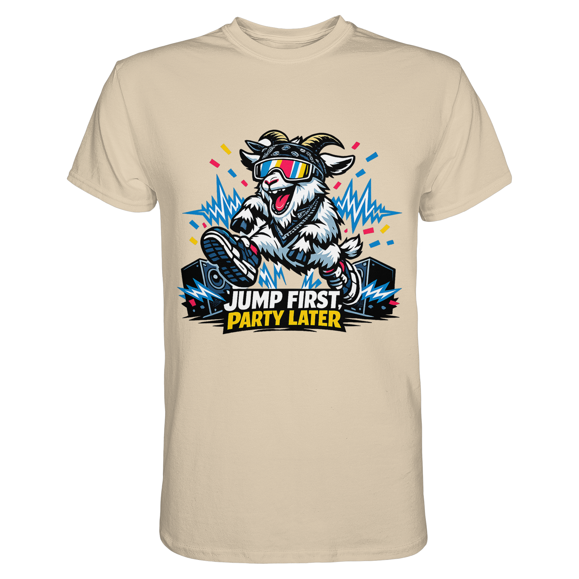 Jump First Party Later Ziege – Festival Goat - Premium Shirt