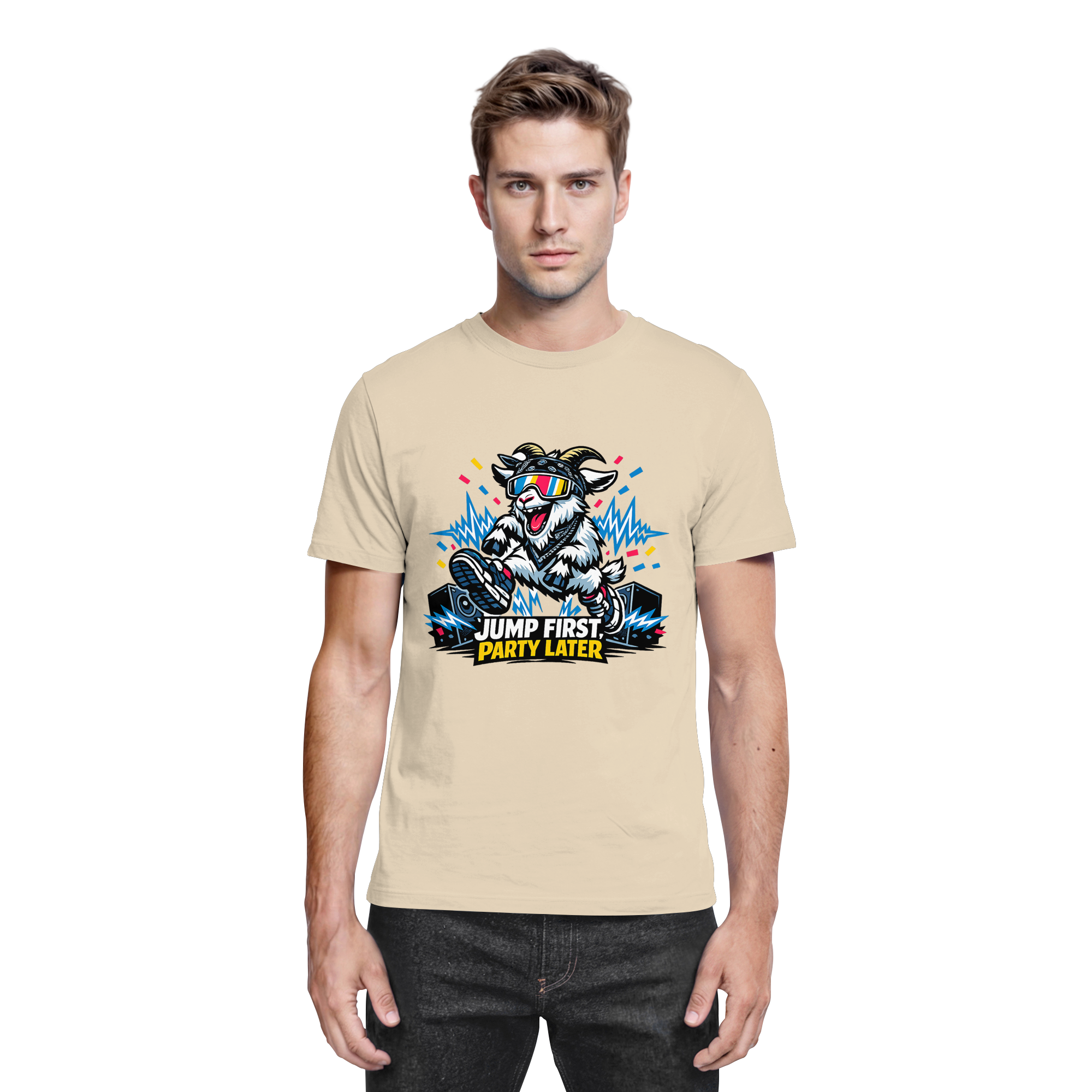 Jump First Party Later Ziege – Festival Goat - Premium Shirt