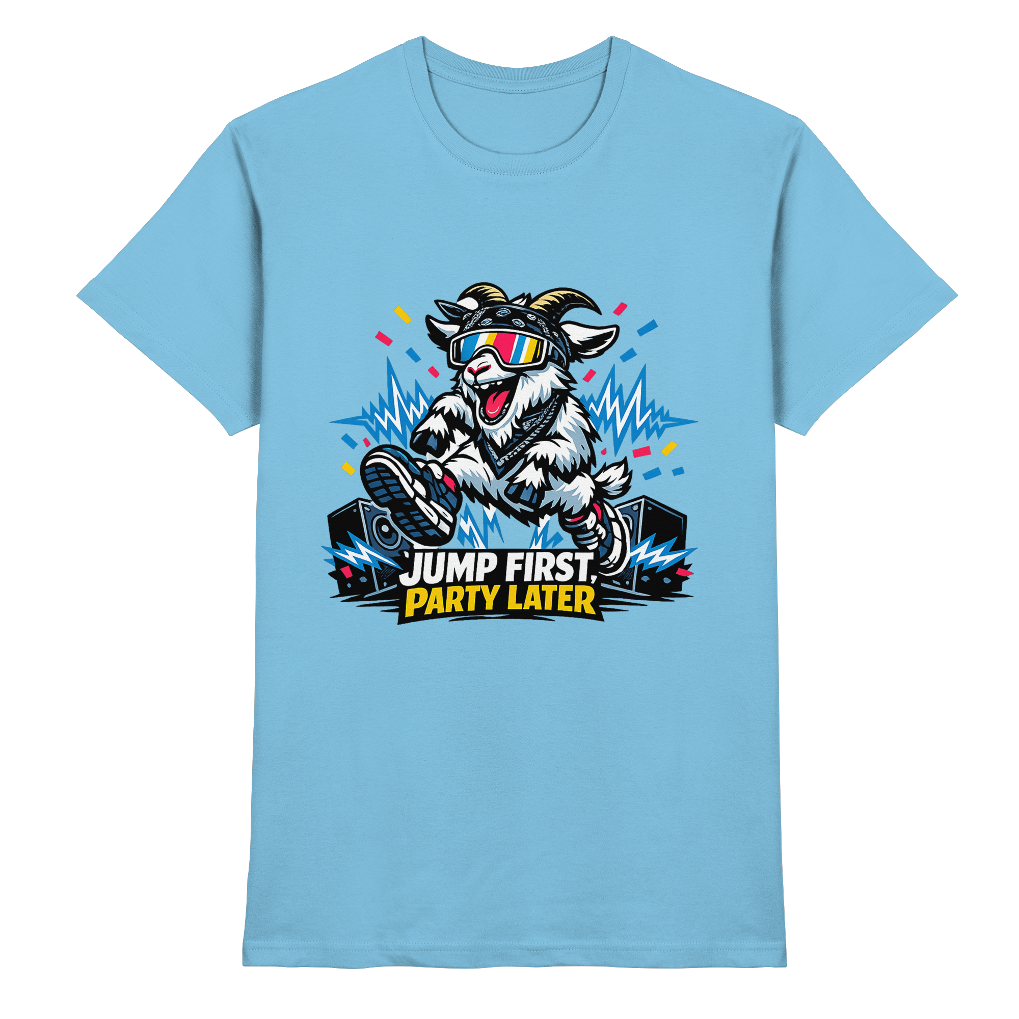 Jump First Party Later Ziege – Festival Goat - Premium Shirt