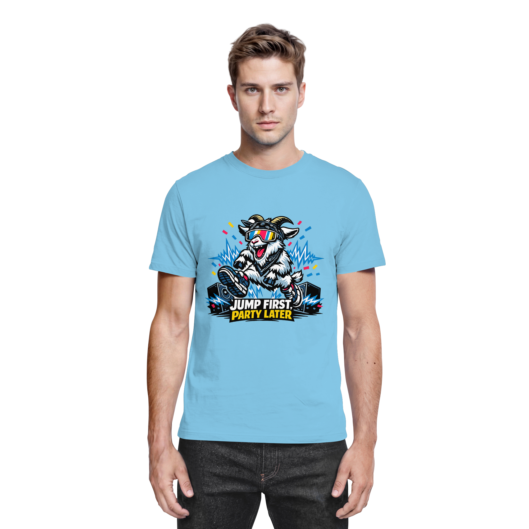 Jump First Party Later Ziege – Festival Goat - Premium Shirt