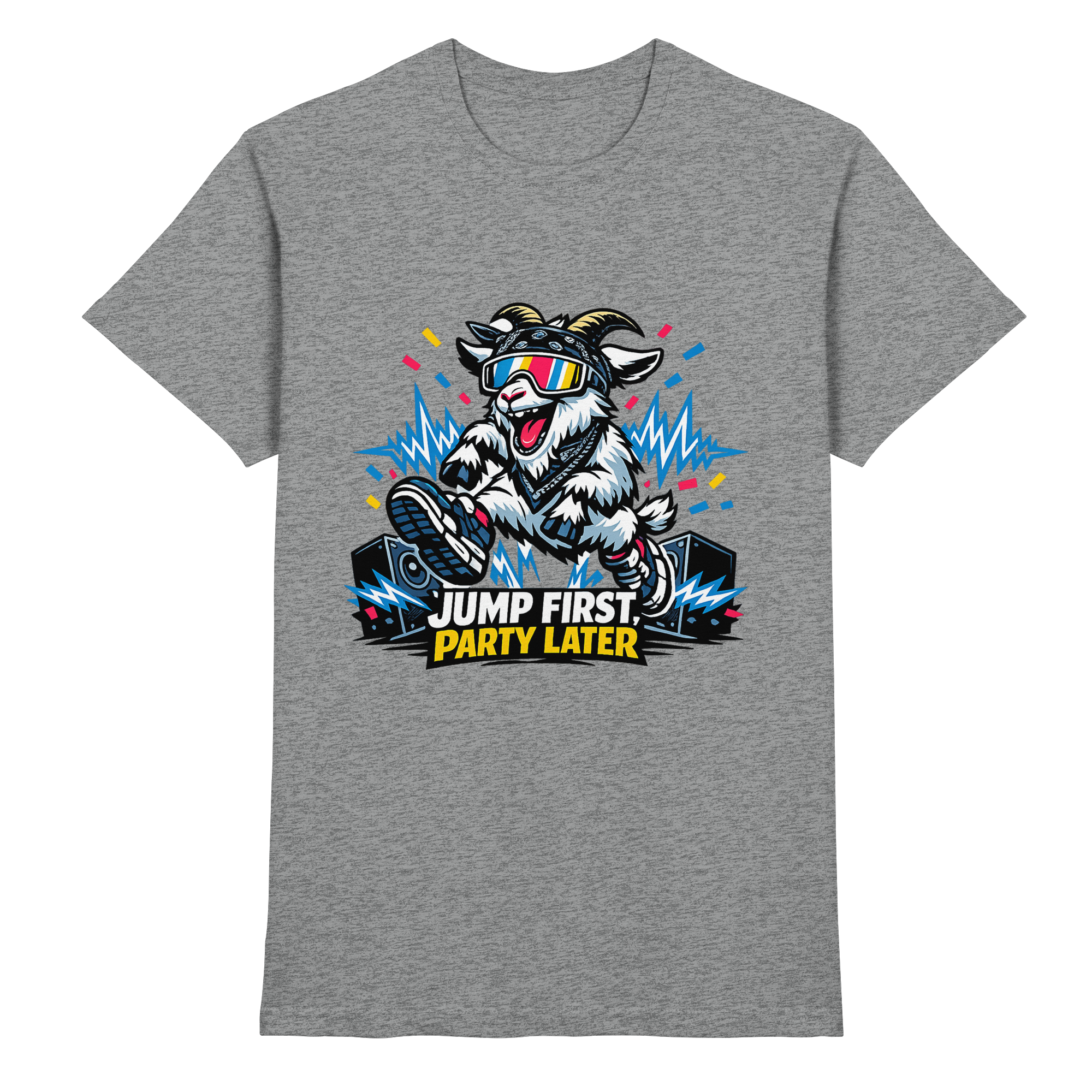 Jump First Party Later Ziege – Festival Goat - Premium Shirt