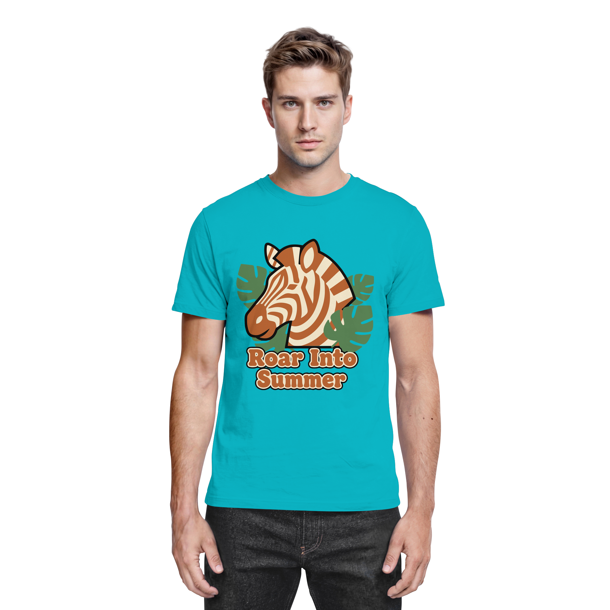Roar Into Summer Zebra – Tropisches Streifentier - Premium Shirt