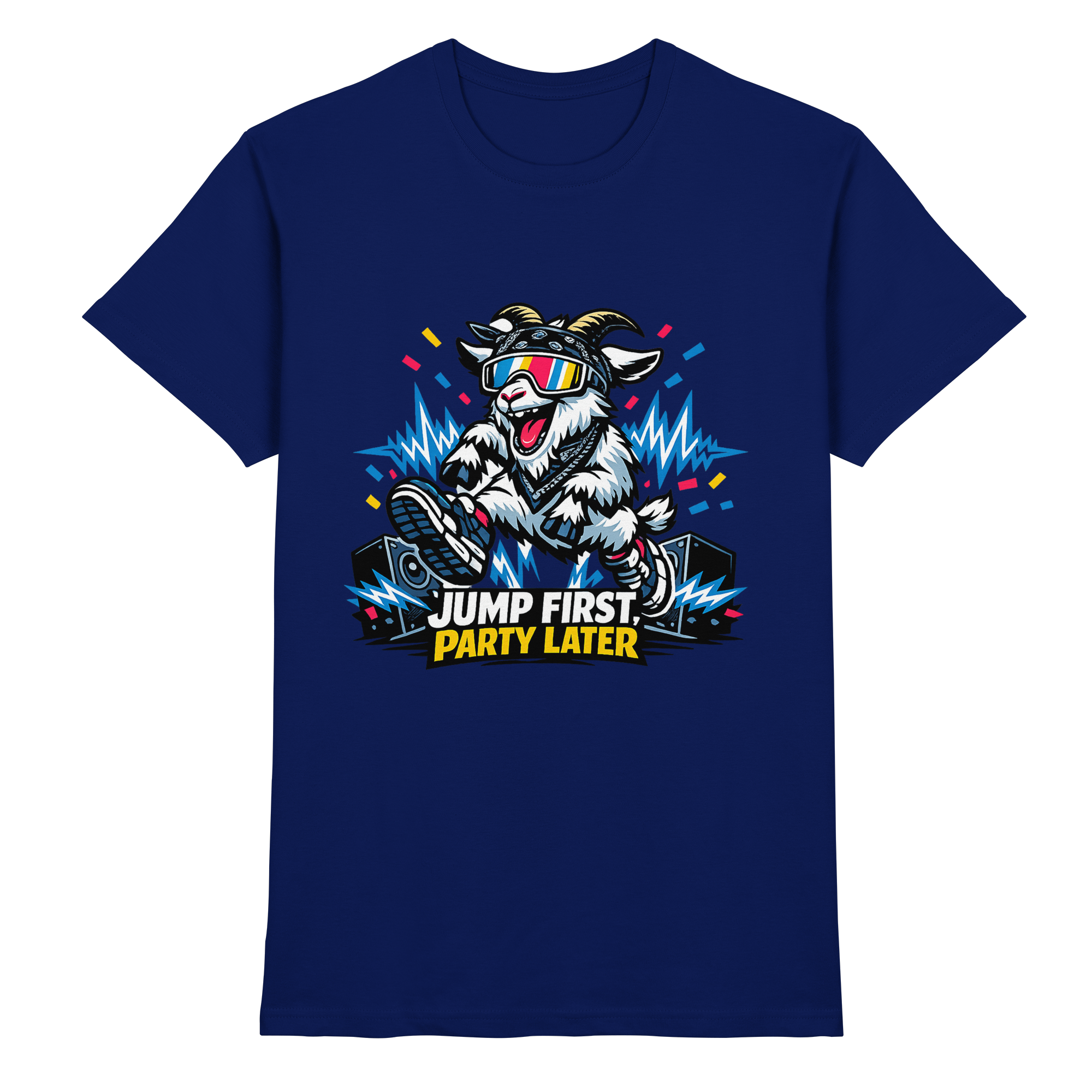Jump First Party Later Ziege – Festival Goat - Premium Shirt