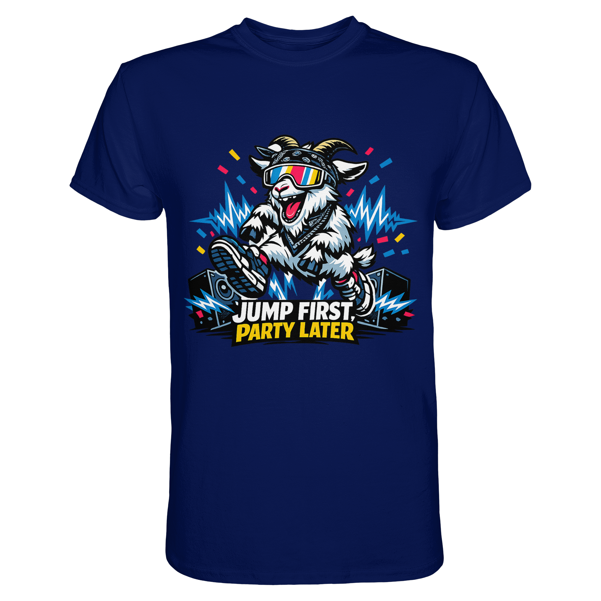 Jump First Party Later Ziege – Festival Goat - Premium Shirt