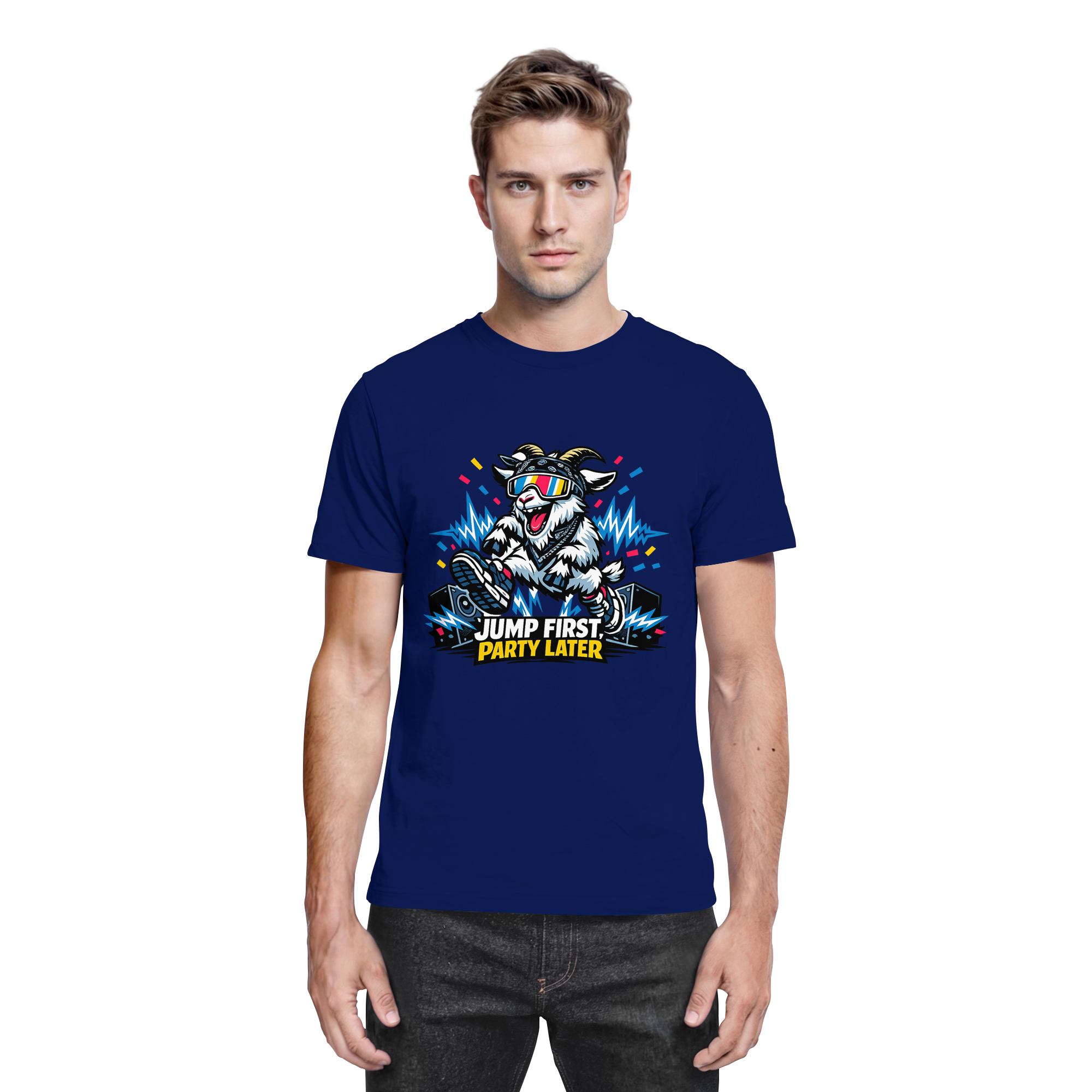Jump First Party Later Ziege – Festival Goat - Premium Shirt