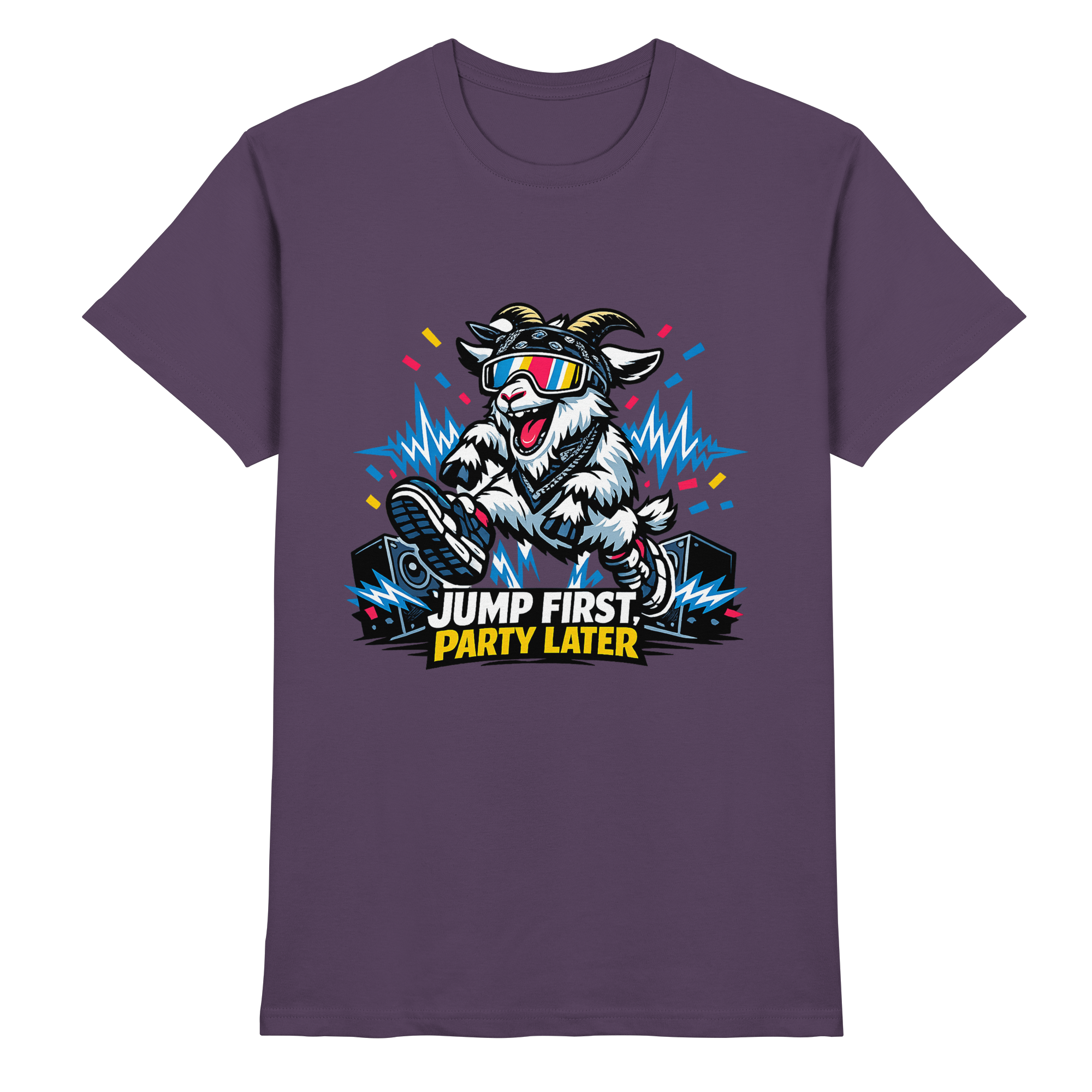 Jump First Party Later Ziege – Festival Goat - Premium Shirt