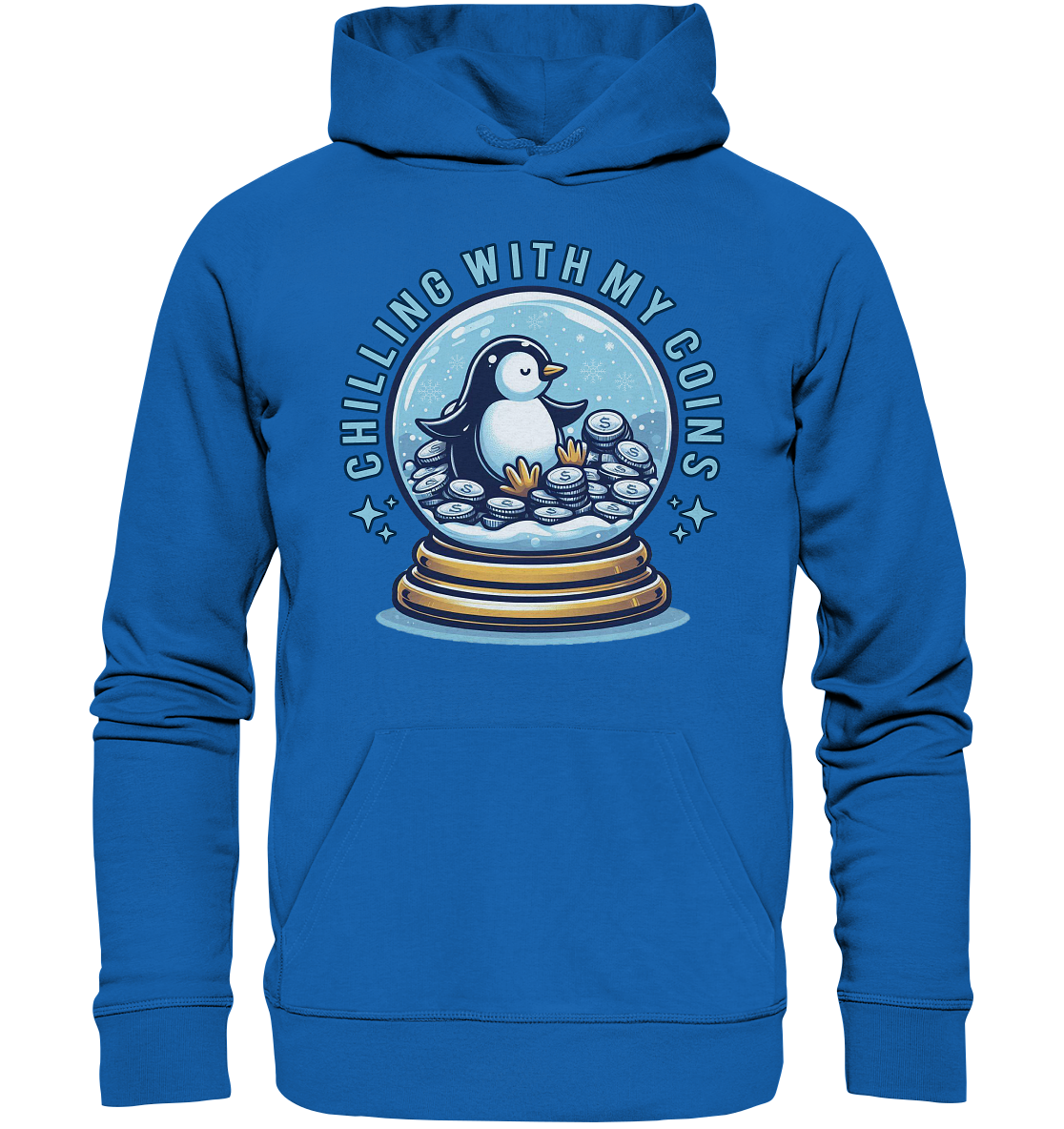 Chilling with My Coins – Entspannter Pinguin - Premium Unisex HoodieFaunaFeels Onlineshopchilling