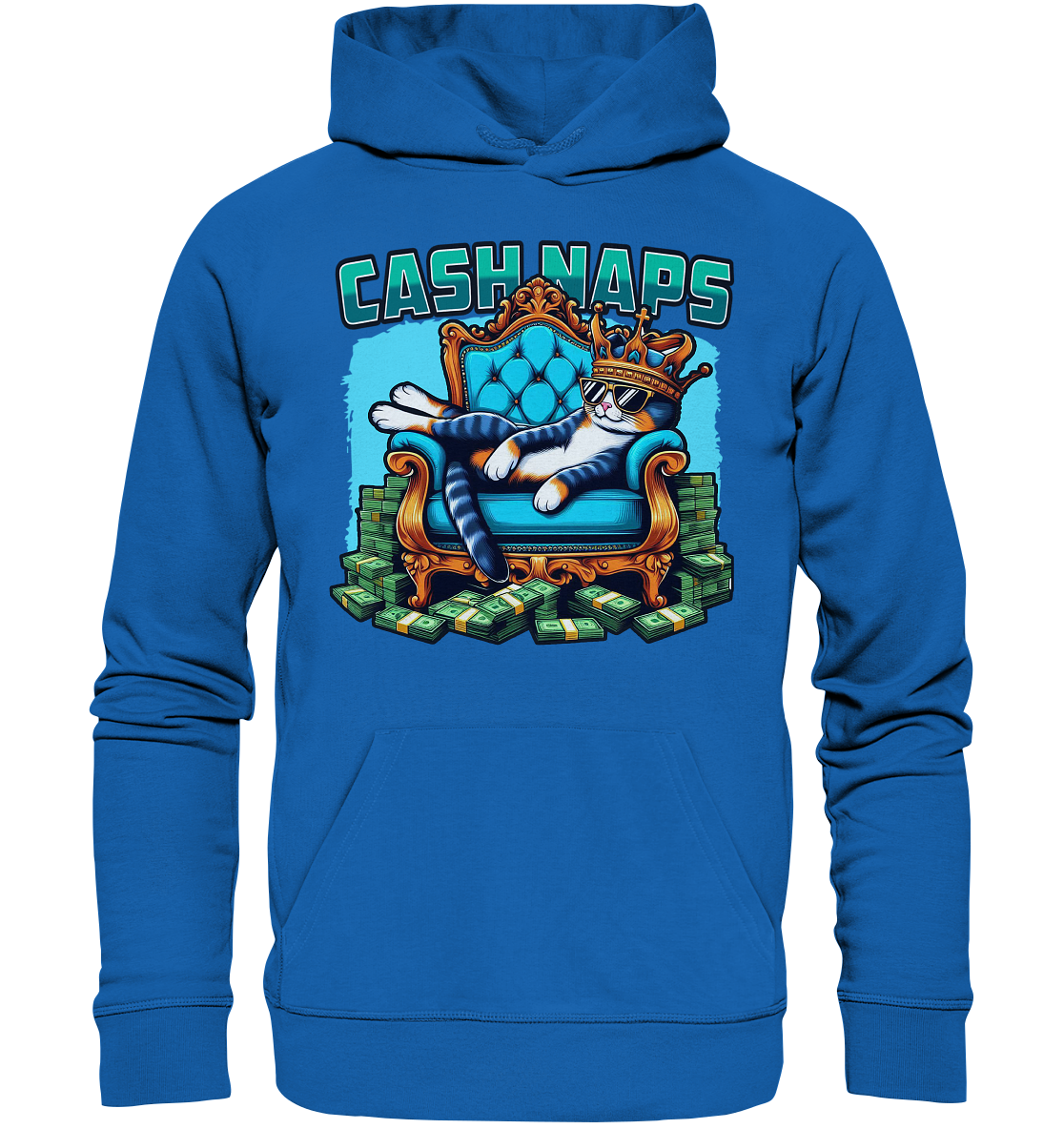 Cash Naps – Königliche Katze auf Geldthron - Premium Unisex HoodieFaunaFeels OnlineshopCash Naps – Koenigliche Katze auf Geldthron - Premium Unisex Hoodie