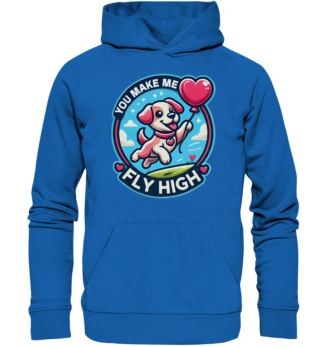 You Make Me Fly High - Verspielte Welpe mit Herzballon - Premium UniseFaunaFeels OnlineshopFly High - Verspielte Welpe mit Herzballon - Premium Unisex Hoodie