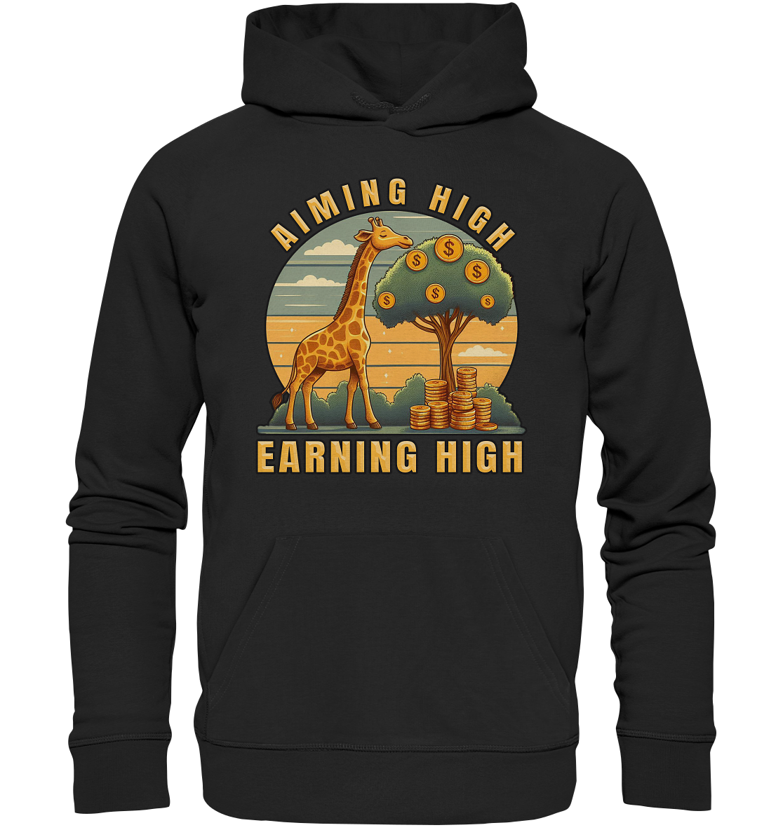 Aiming High Earning High – Giraffe und Geldbaum - Premium Unisex HoodiFaunaFeels OnlineshopAiming High Earning High – Giraffe und Geldbaum - Premium Unisex Hoodie