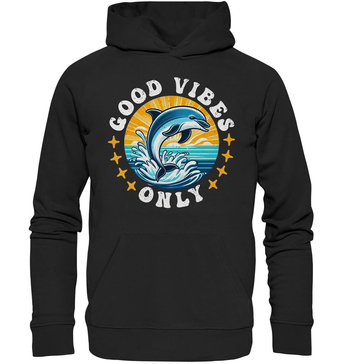 Good Vibes Only – Fröhlicher Delfin - Premium Unisex HoodieFaunaFeels OnlineshopGood Vibes