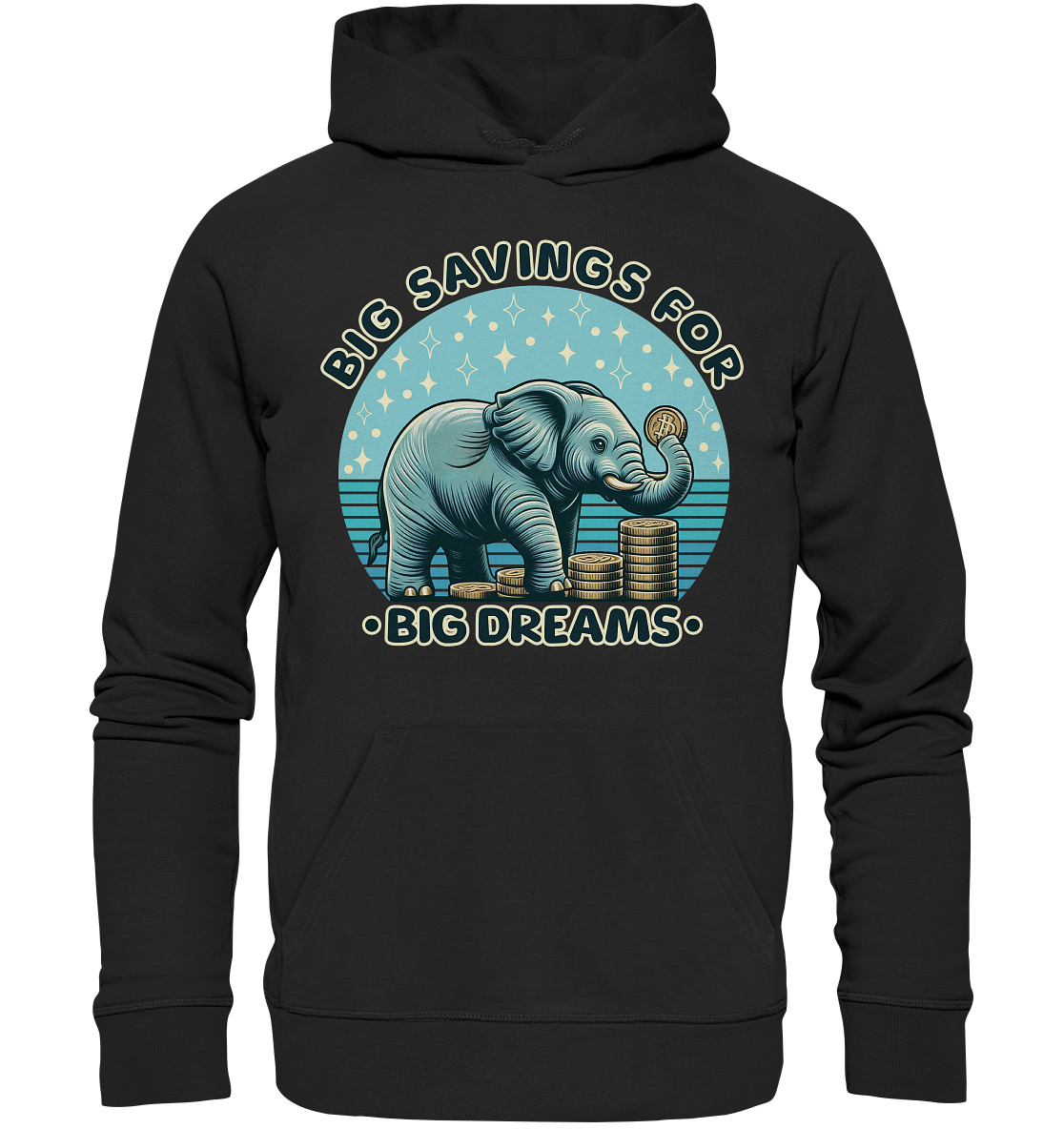 Big Savings for Big Dreams – Elefant mit Münzen - Premium Unisex HoodiFaunaFeels Onlineshopbig dreams – elefant mit