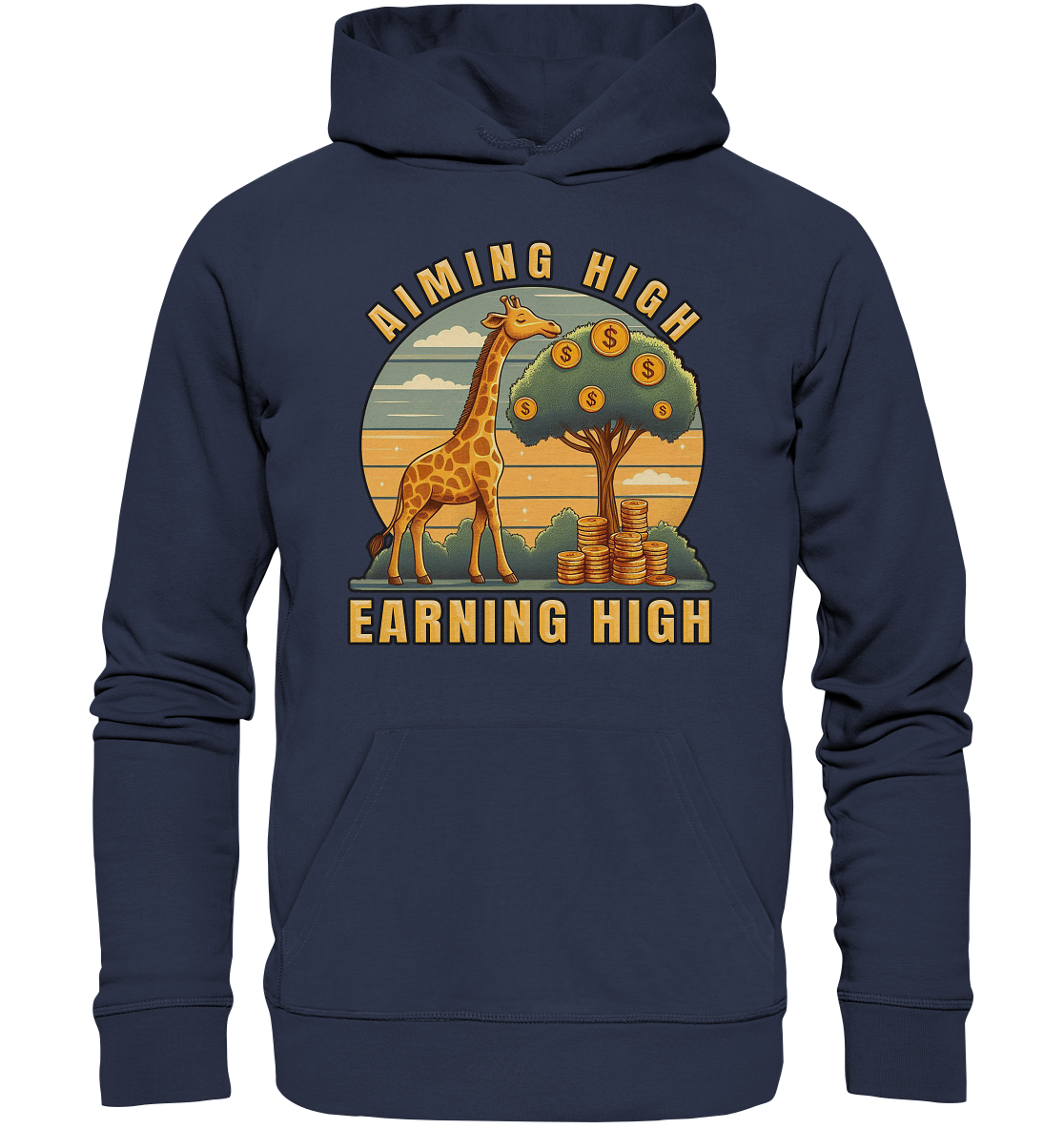 Aiming High Earning High – Giraffe und Geldbaum - Premium Unisex HoodiFaunaFeels OnlineshopAiming High Earning High – Giraffe und Geldbaum - Premium Unisex Hoodie