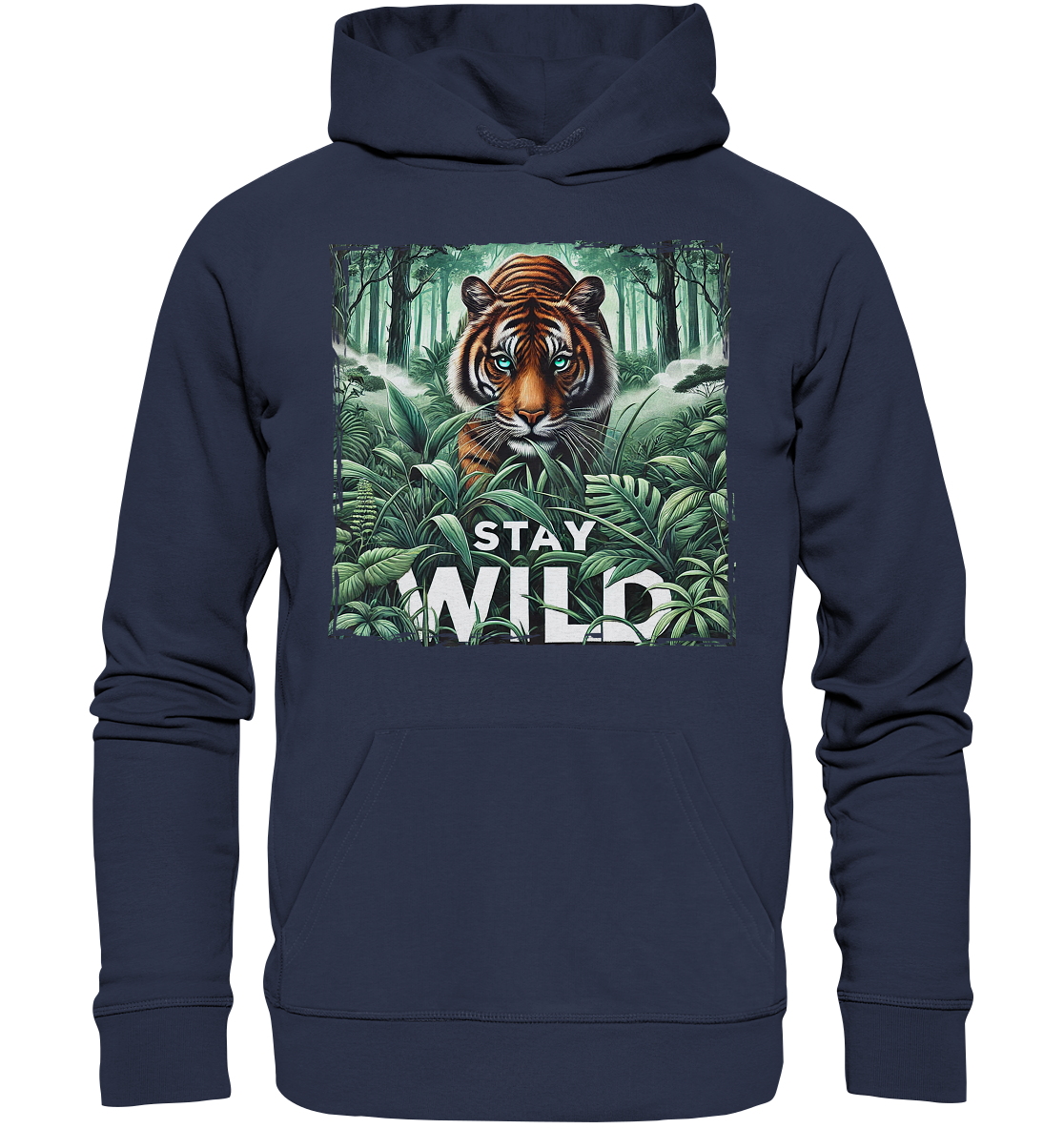 Stay Wild – Tiger im Dschungel - Premium Unisex HoodieFaunaFeels OnlineshopStay Wild – Tiger im Dschungel - Premium Unisex Hoodie