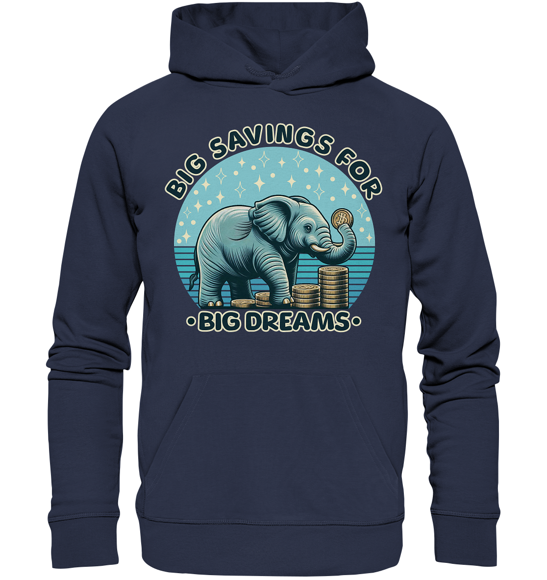 Big Savings for Big Dreams – Elefant mit Münzen - Premium Unisex HoodiFaunaFeels Onlineshopbig dreams – elefant mit