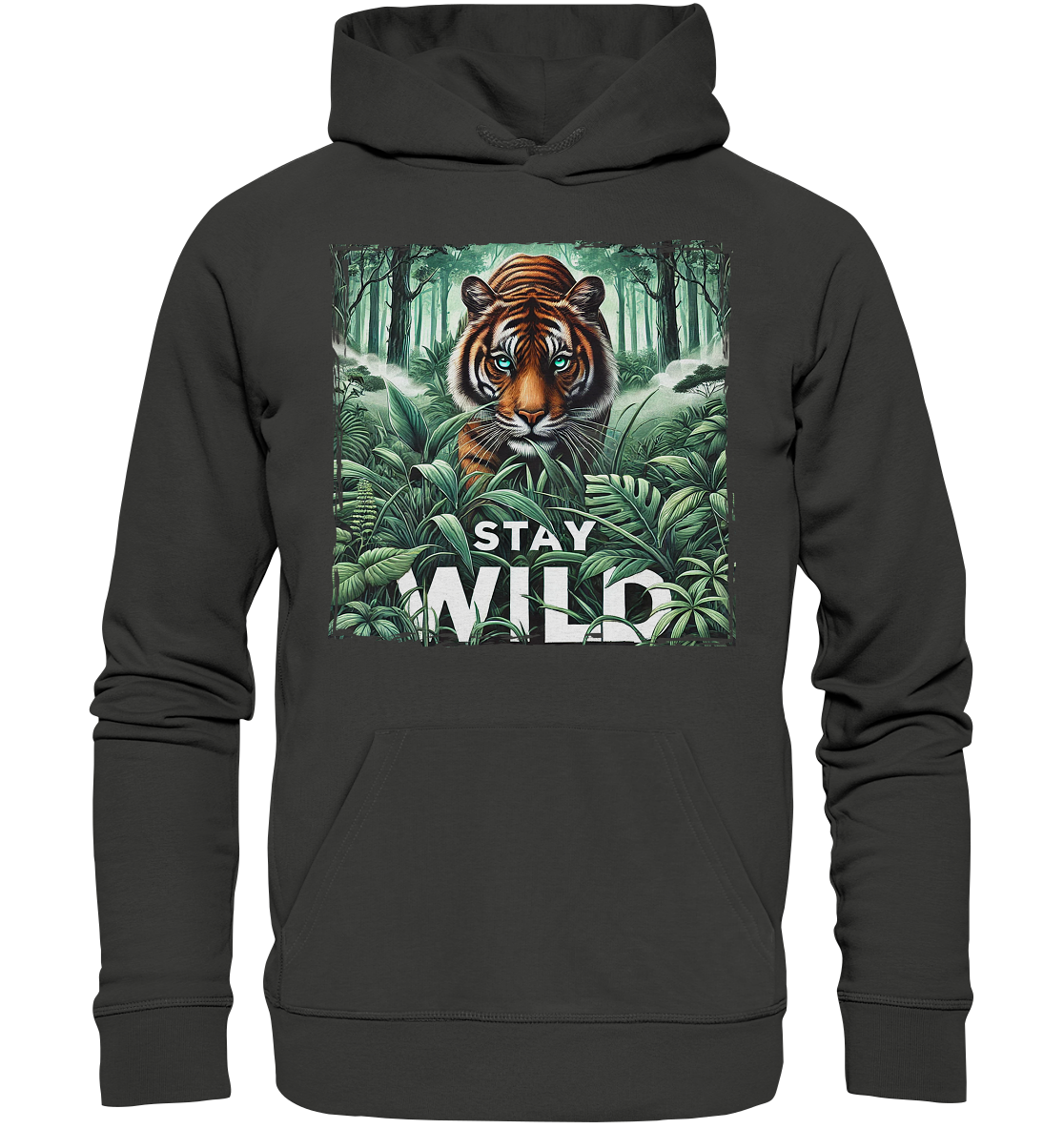 Stay Wild – Tiger im Dschungel - Premium Unisex HoodieFaunaFeels OnlineshopStay Wild – Tiger im Dschungel - Premium Unisex Hoodie