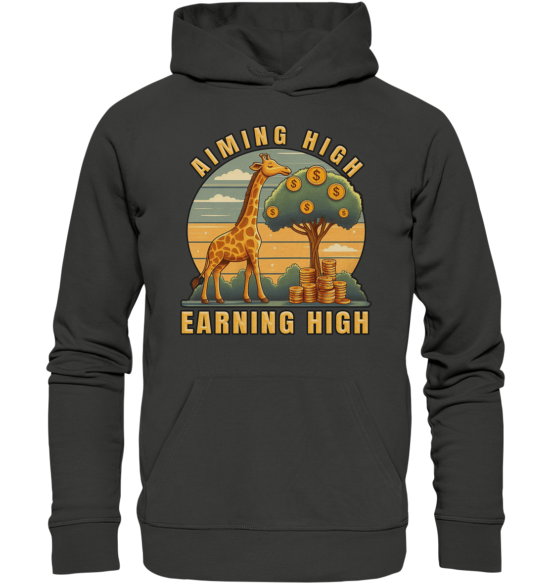 Aiming High Earning High – Giraffe und Geldbaum - Premium Unisex HoodiFaunaFeels OnlineshopAiming High Earning High – Giraffe und Geldbaum - Premium Unisex Hoodie