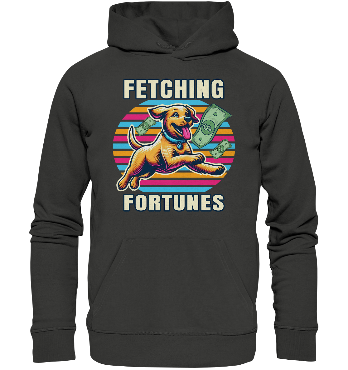 Fetching Fortunes – Fröhlicher Hund jagt Geld Kopie - Premium Unisex HFaunaFeels OnlineshopFetching Fortunes – Fröhlicher Hund jagt Geld Kopie - Premium Unisex Hoodie