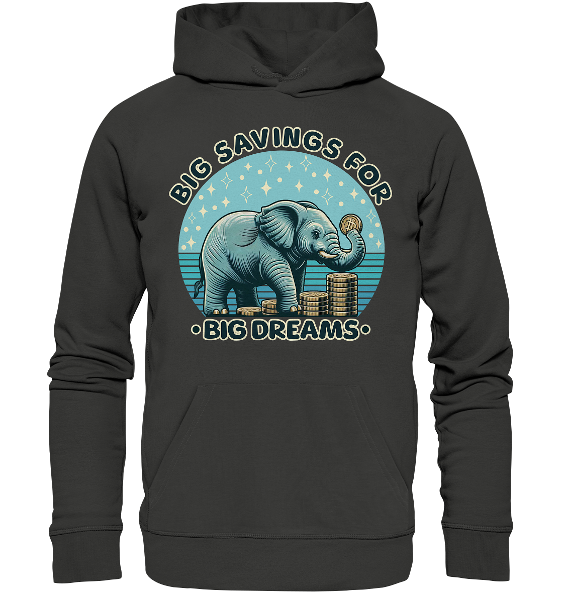 Big Savings for Big Dreams – Elefant mit Münzen - Premium Unisex HoodiFaunaFeels Onlineshopbig dreams – elefant mit